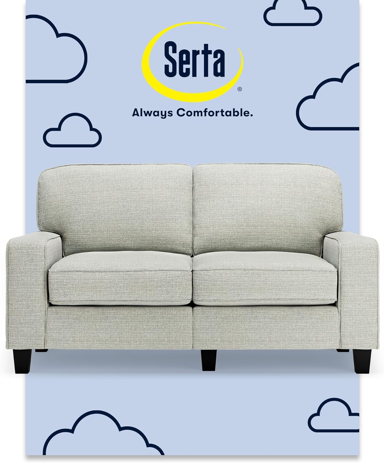 Serta Palisades Sofás Tapizados para Sala, Sofá de Diseño Moderno, Poliuretano, Gris (Pebble Gray)