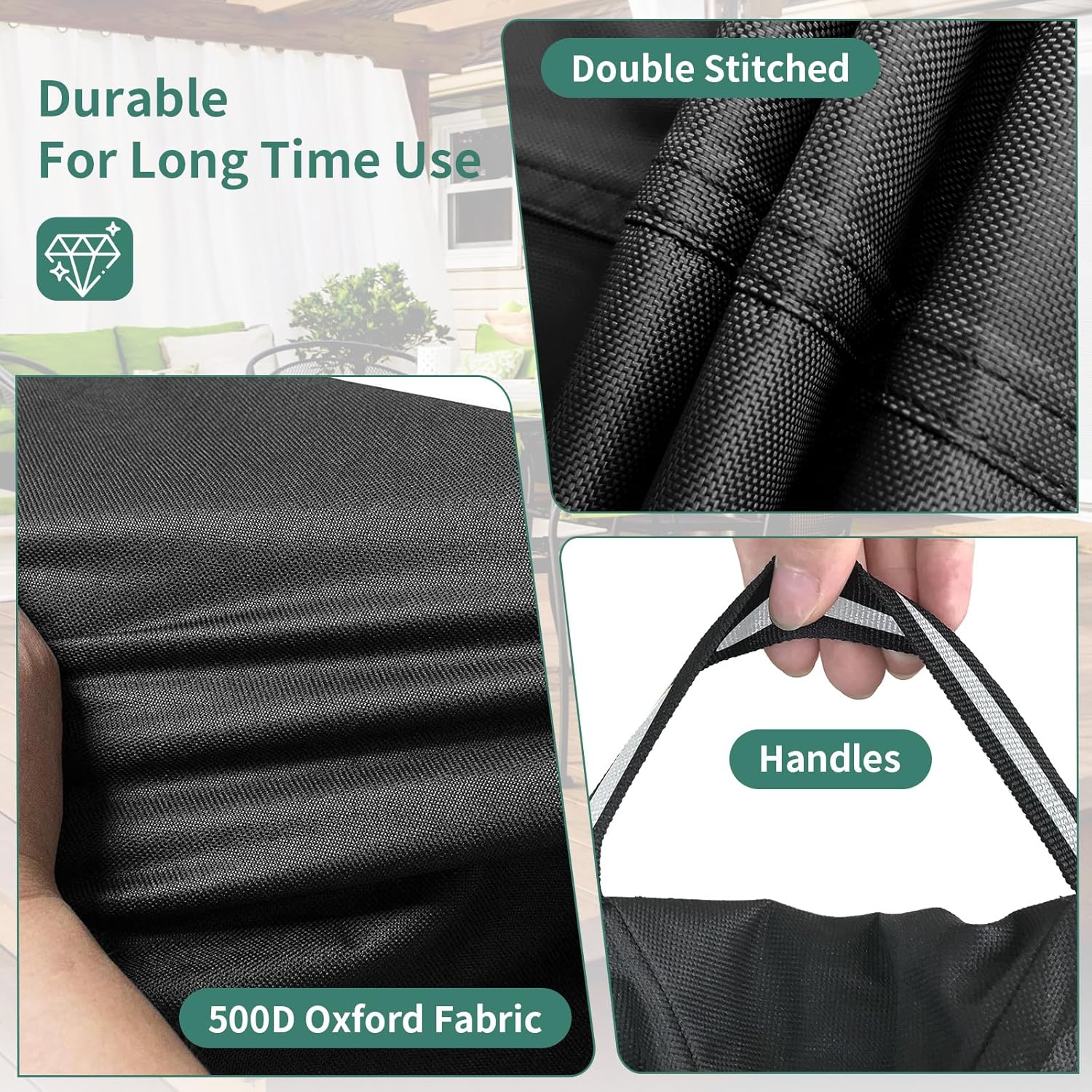 Fundas redondas para muebles de patio, funda impermeable para mesa de exterior, resistente 500D para mesa y sillas, fundas de exterior para mesa de