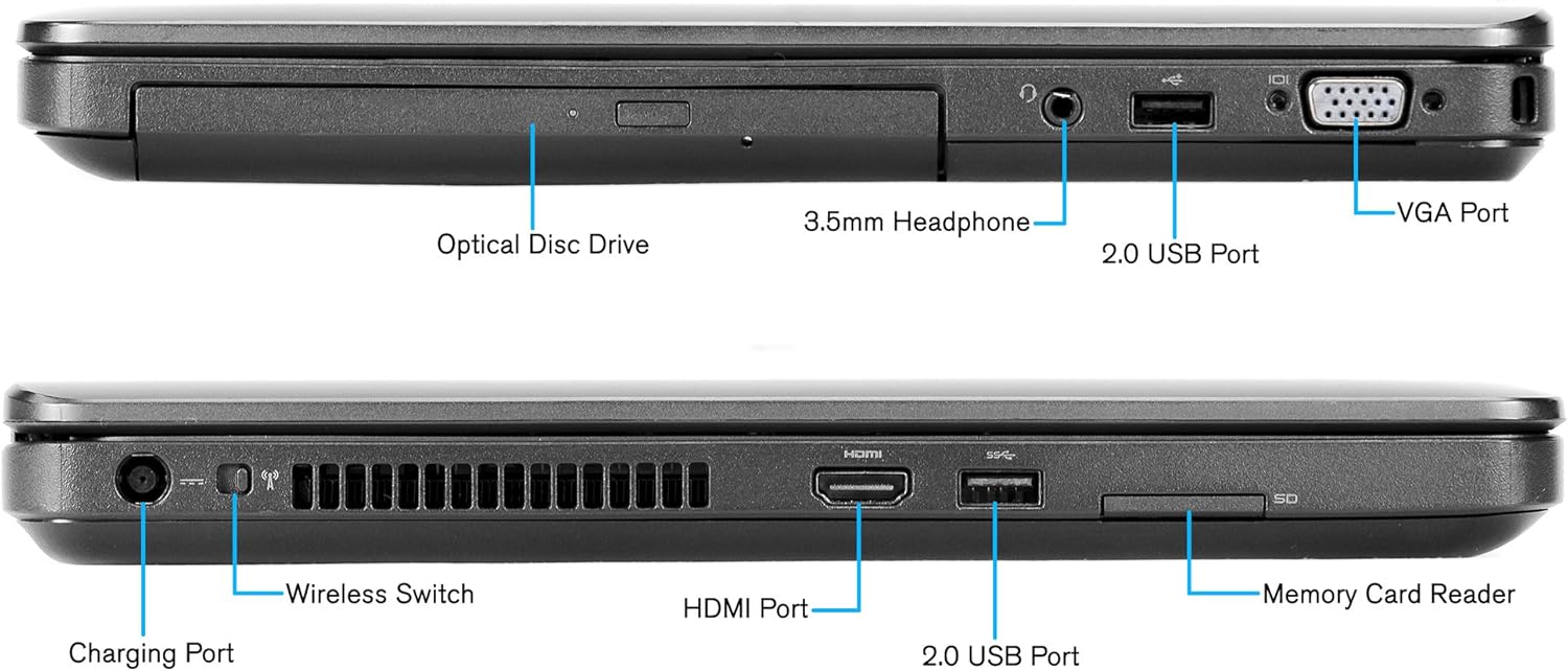 Dell Portátil Latitude E5540 de 15,6 pulgadas, Core i5-4300U 1,9 GHz, 16 GB de RAM, SSD de 500 GB, DVDRW, Windows 10 Pro de 64 bits (renovado)
