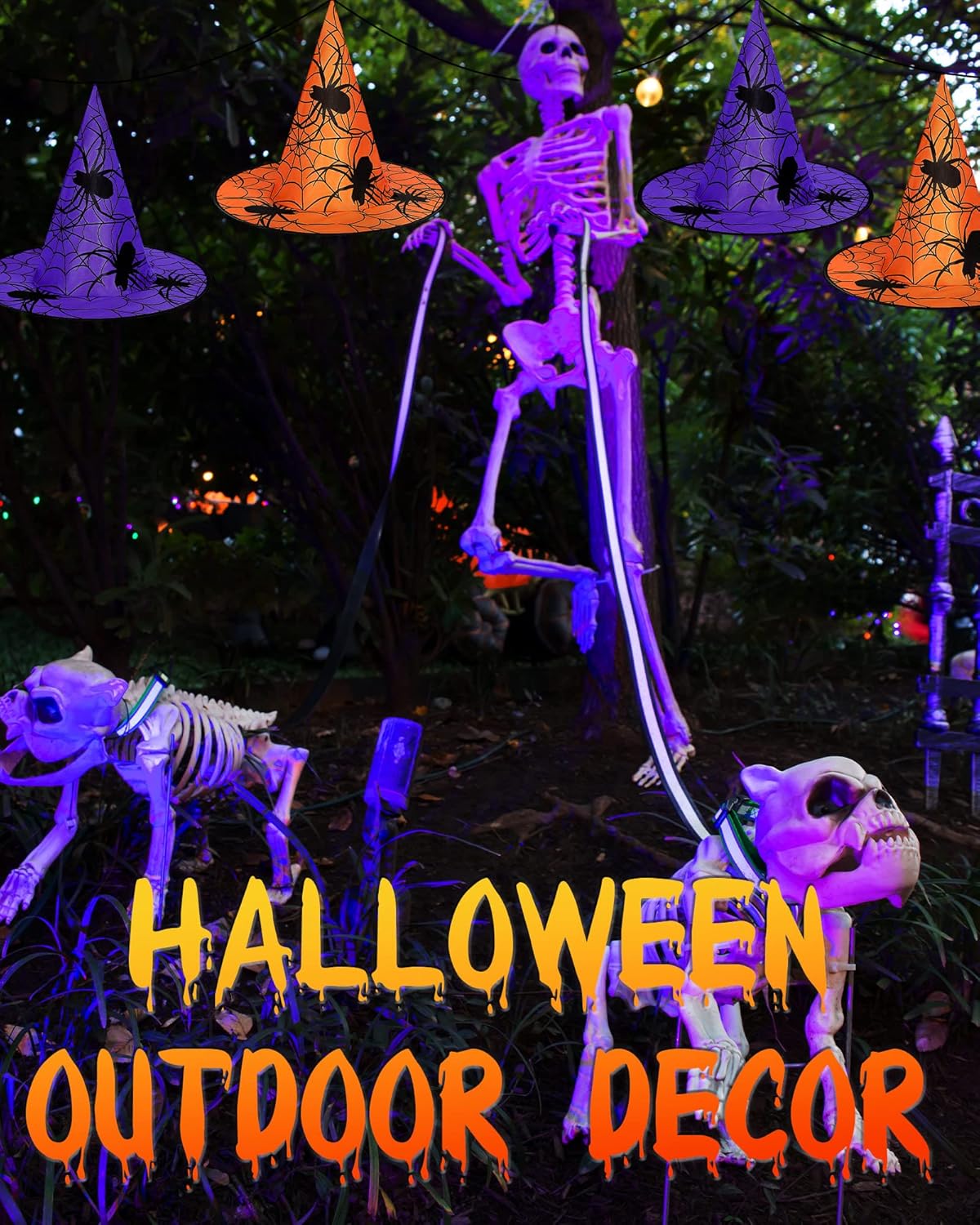 6 sombreros de bruja de Halloween con 60 calcomanías de murciélagos o arañas 3D, accesorio de disfraz de bruja para decoración de Halloween en