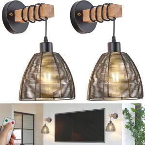 Aplique de pared a pilas, juego de dos apliques de pared inalámbricos con control remoto, luces de pared regulables para interiores con pilas para Aplique de pared a pilas, juego de dos apliques de pared inalámbricos con control remoto, luces de pared regulables para interiores con pilas para