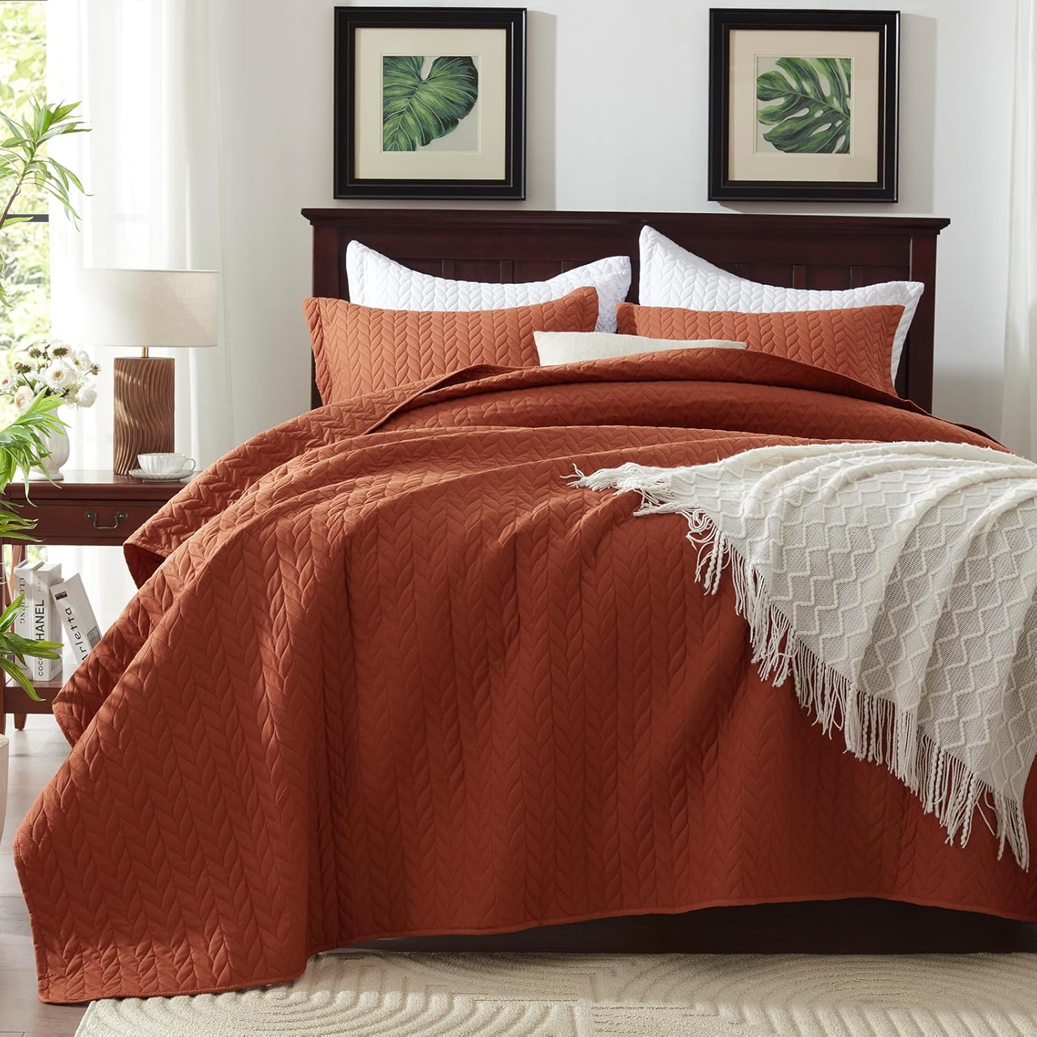 SunStyle Home Umber – Juego de edredón tamaño King de 3 piezas, edredón de verano suave y ligero de microfibra para todas las estaciones (1 edredón,