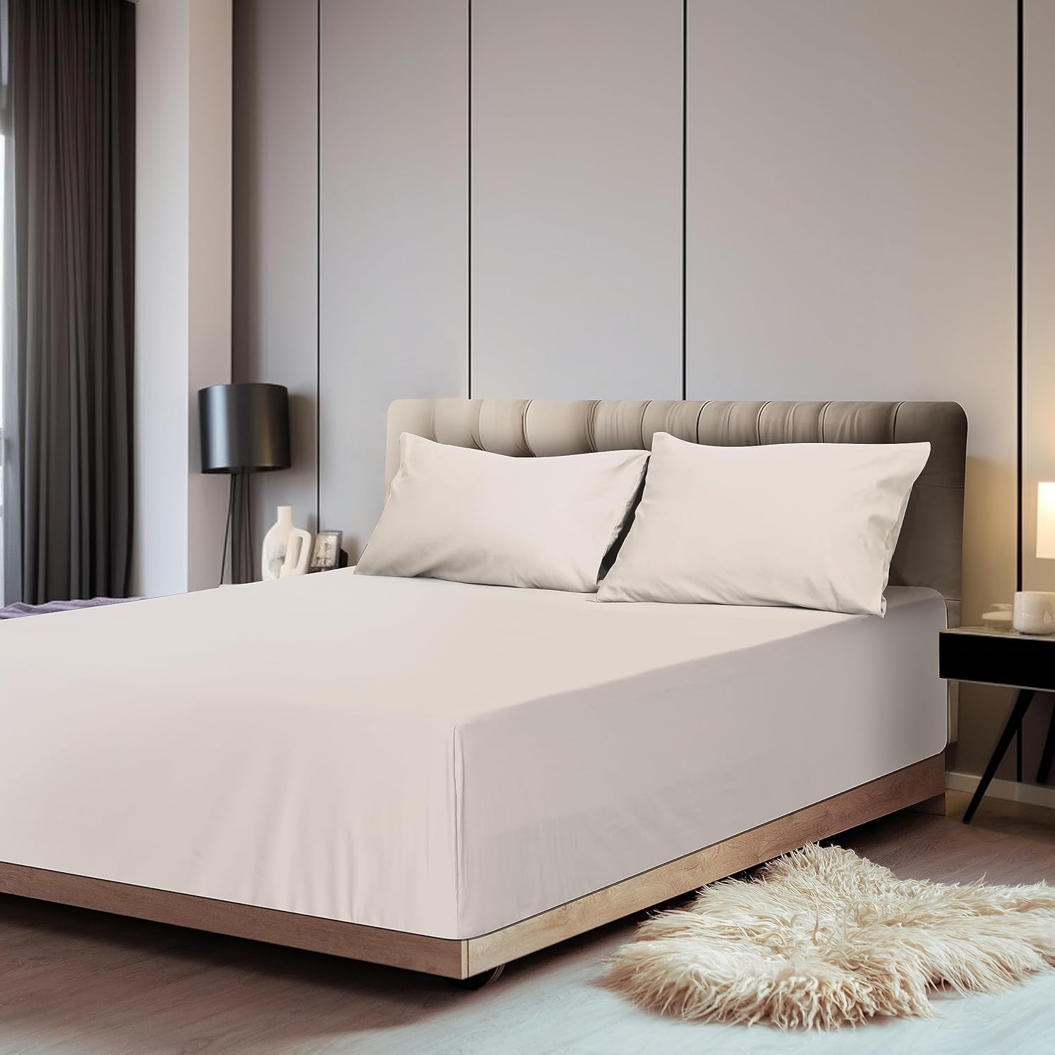 Zaizaihome Sábana bajera ajustable 100% de algodón egipcio tamaño Queen, sábana inferior de 800 hilos, lujosa y suave, calidad de hotel, sábana