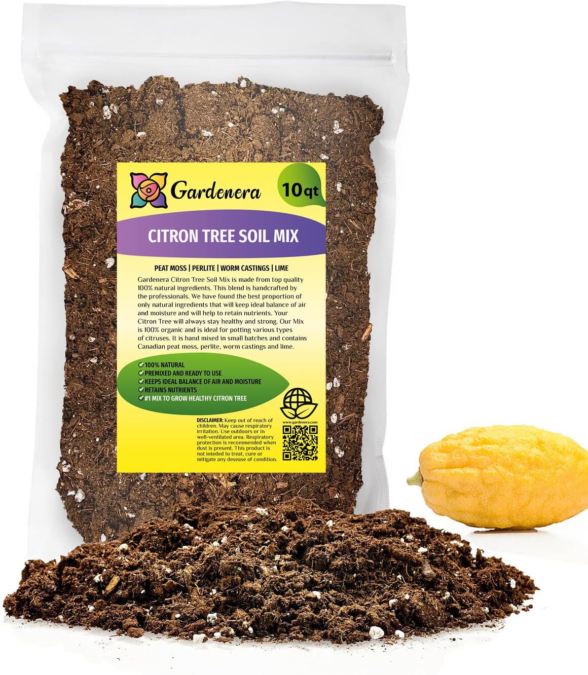 ‘s Premium Citron Tree – Mezcla de suelo de árbol de cítricos, la mezcla ideal de nutrientes y aireación para cultivar árboles cítricos saludables y