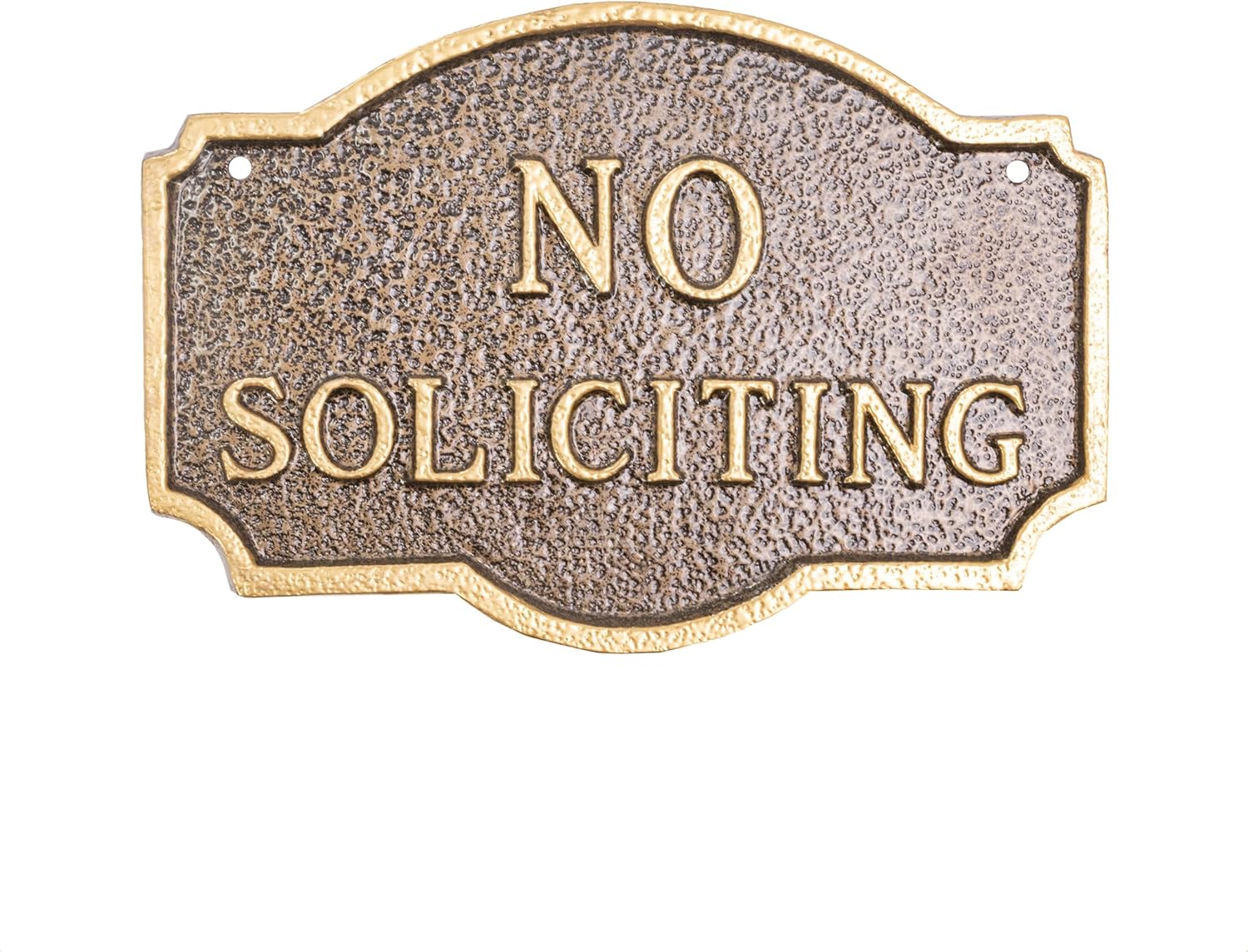 Placa de metal fundido con texto en inglés “No Soliciting Montague” – Placa de exhibición de pared o césped – Señal de advertencia – Placa de