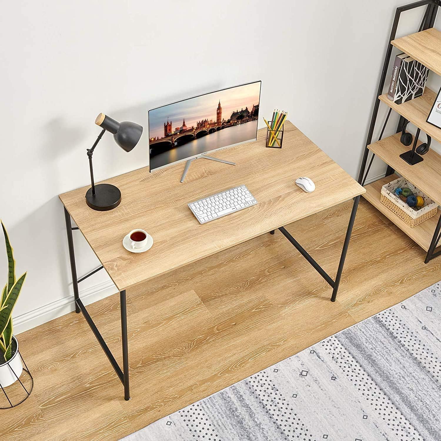 Escritorio de lectura para estudiante de 47 pulgadas, mesa de trabajo de madera, escritorio de computadora para oficina en casa y sala de estar
