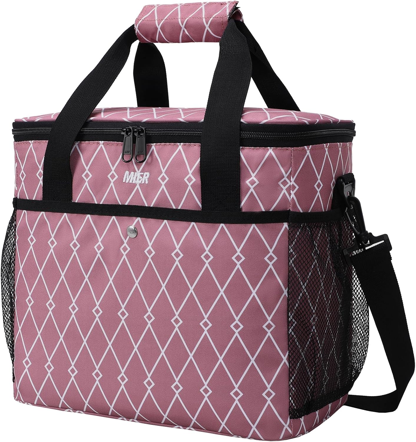 MIER Bolsa de picnic aislada grande y suave de 18L para comestibles, camping, coche, rosa