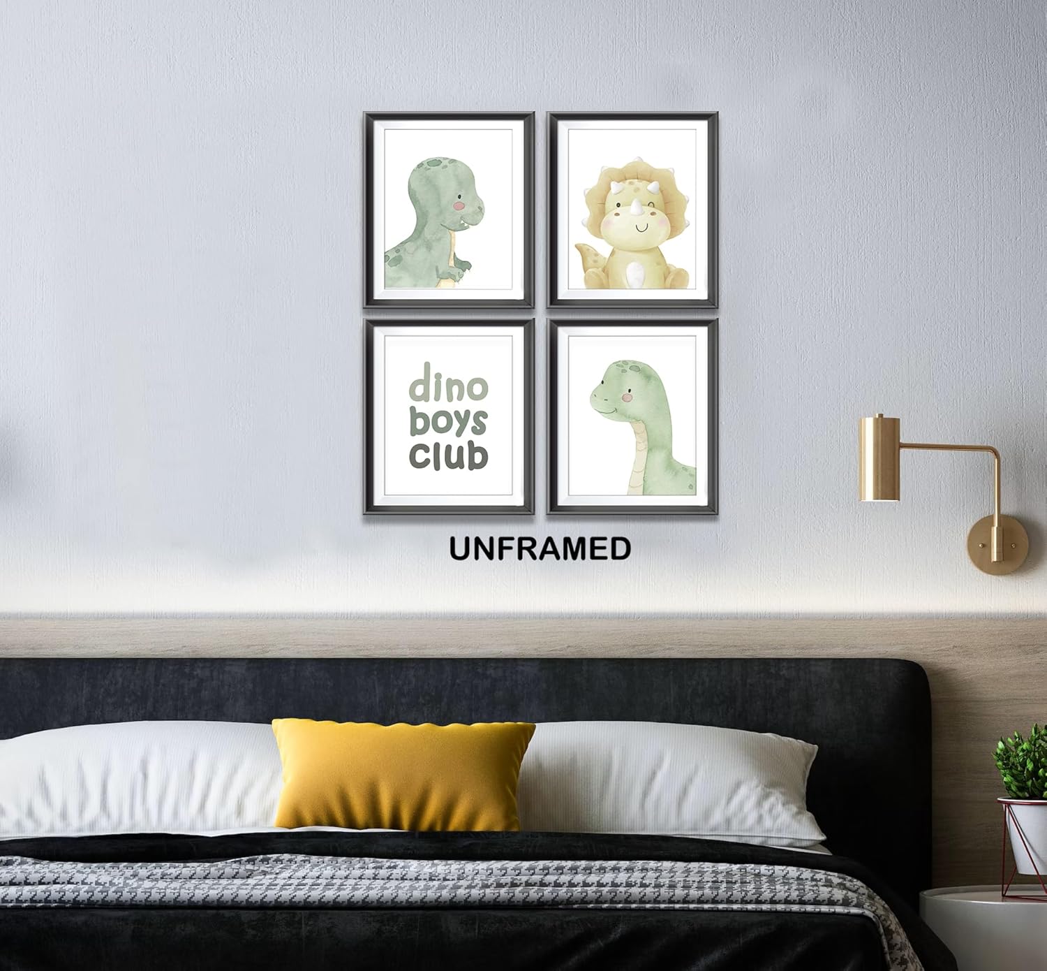 AEHIE Dino – Póster de acuarela para niños, niños, habitación de niños, habitación de juegos, decoración de habitación de juegos, decoración de
