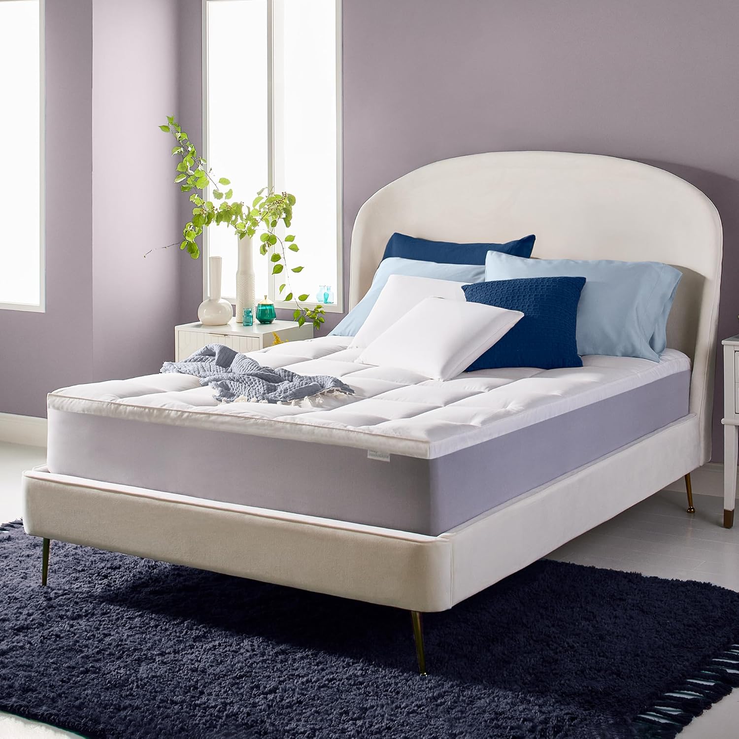 Sleep Innovations Cradling Cloud – Funda para colchón, tamaño King, protector de almohada acolchada, fibra de felpa cómoda