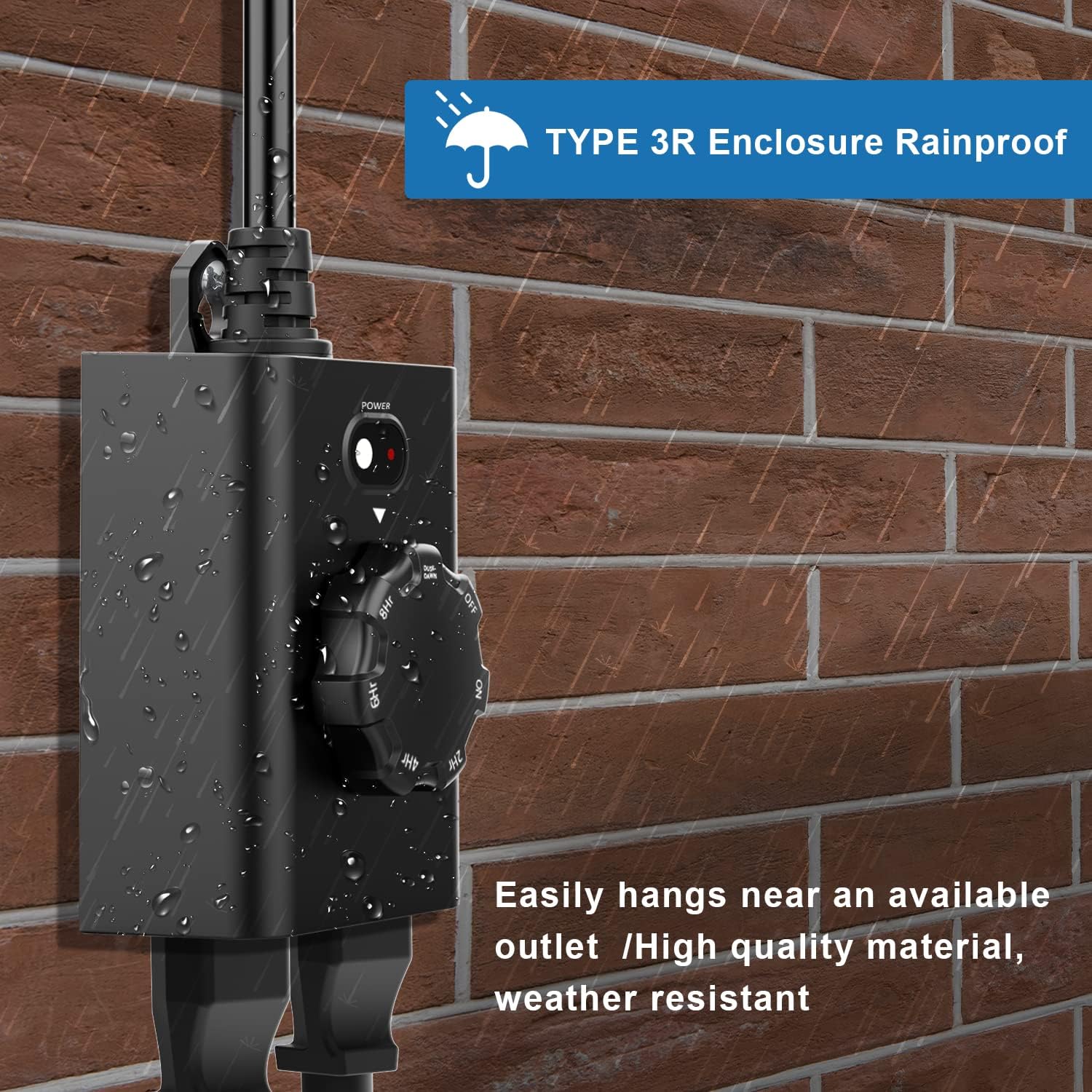 New One Temporizador con sensor de luz para exteriores, impermeable, temporizador de atardecer a amanecer, 2 tomas de tierra, interruptor de enchufe