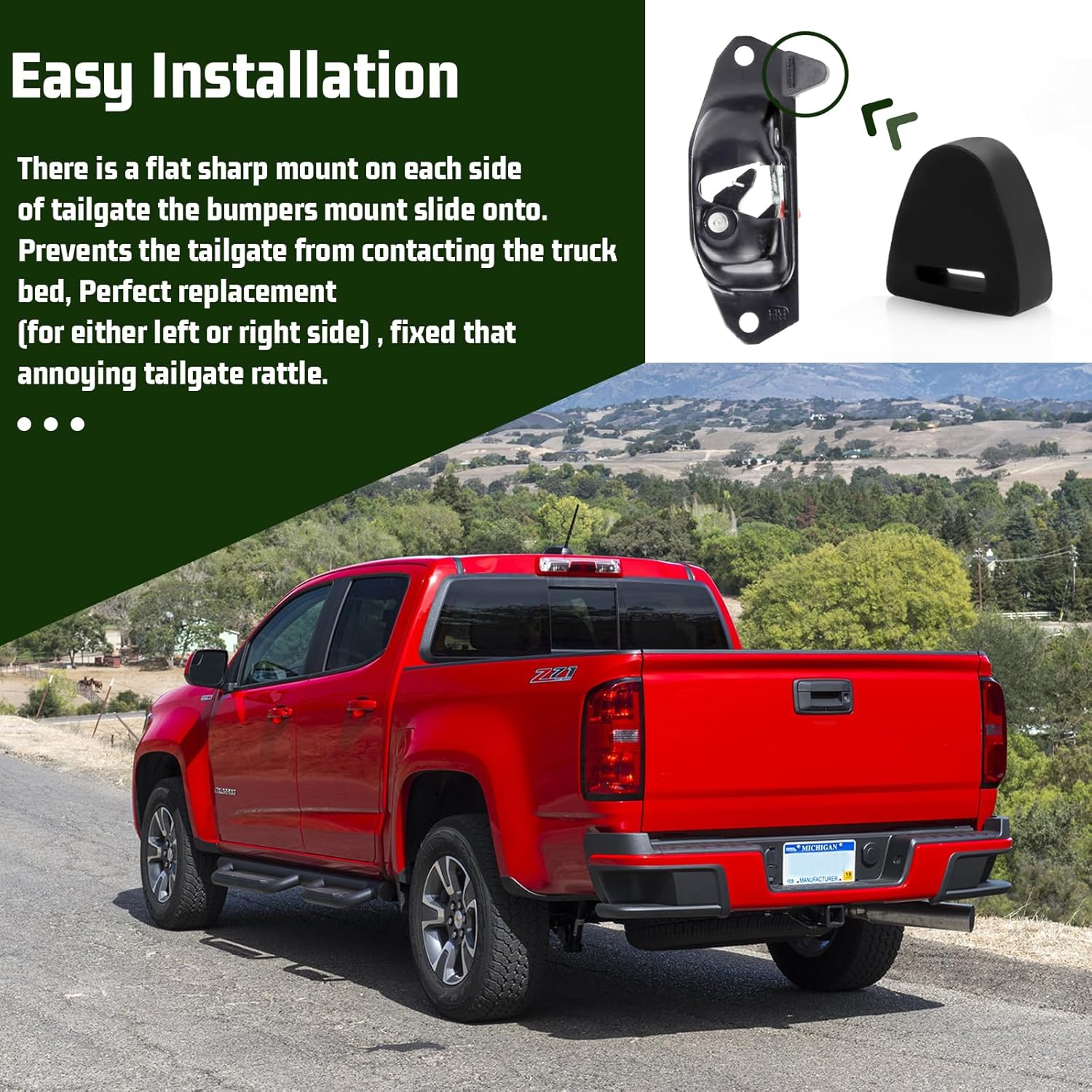 16633065 Parachoques de tope de puerta trasera para parachoques de goma derecho o izquierdo – Compatible con Chevy Silverado Si-er-ra Pickup