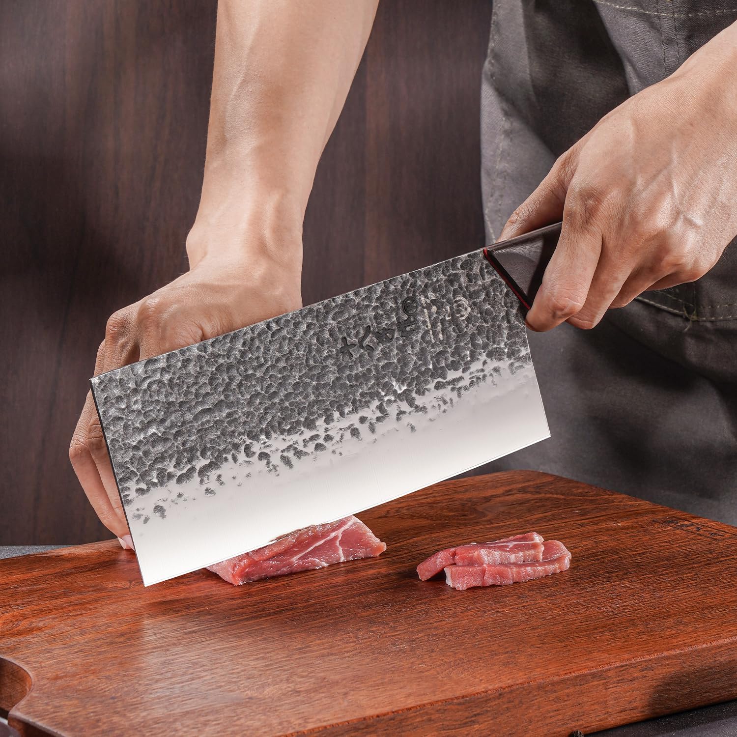 SHI BA ZI ZUO Cuchillo de chef profesional forjado de 8 pulgadas de acero de alto carbono con mango de palisandro resistente para uso diario