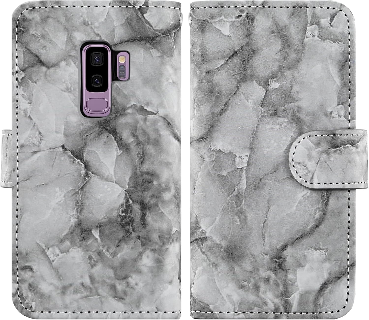 Asuwish Funda de teléfono para Samsung Galaxy S9 Plus con protector de pantalla de vidrio templado y soporte de ranura para tarjeta de crédito con