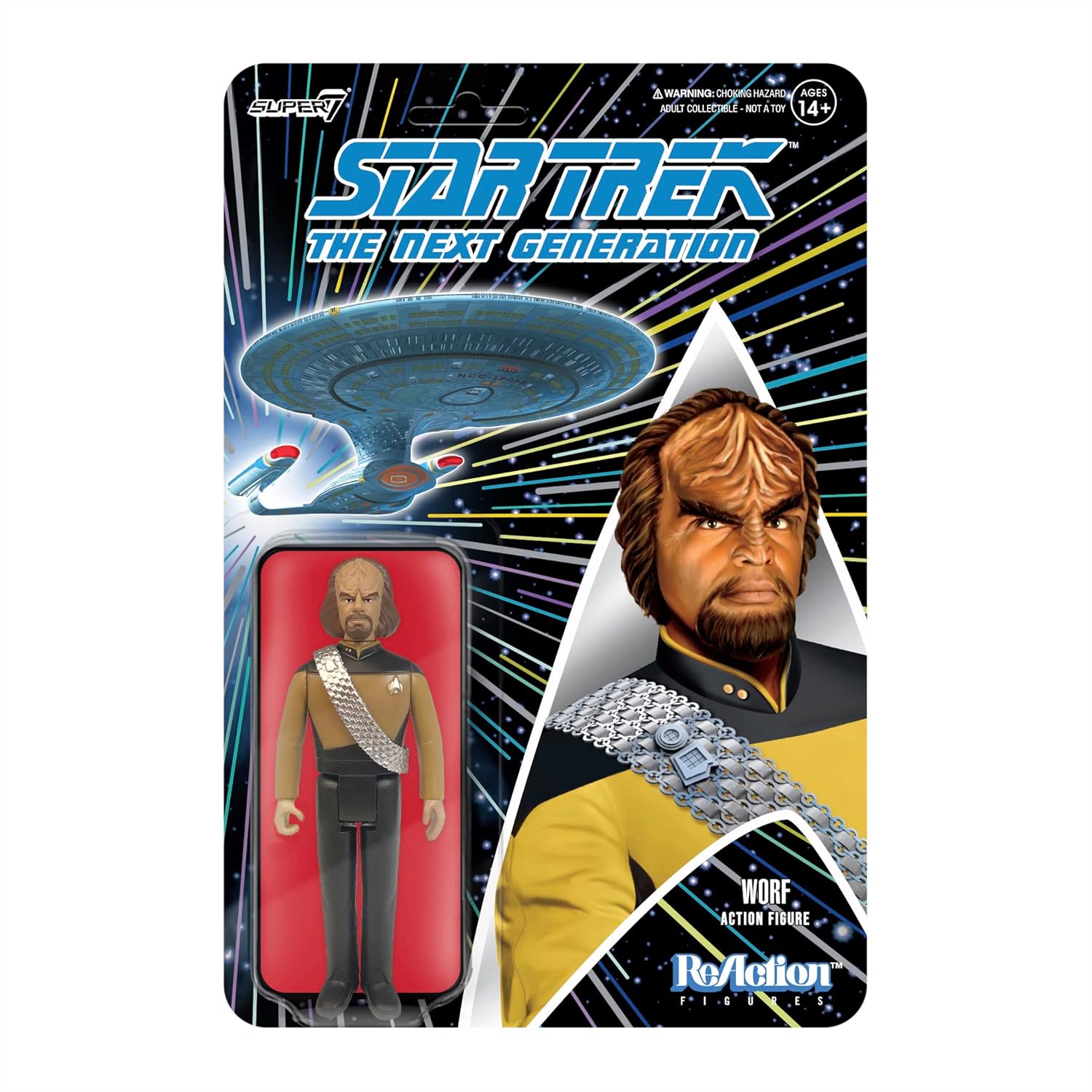 Super7 Star Trek La próxima generación Worf 3.75 en figura de reacción