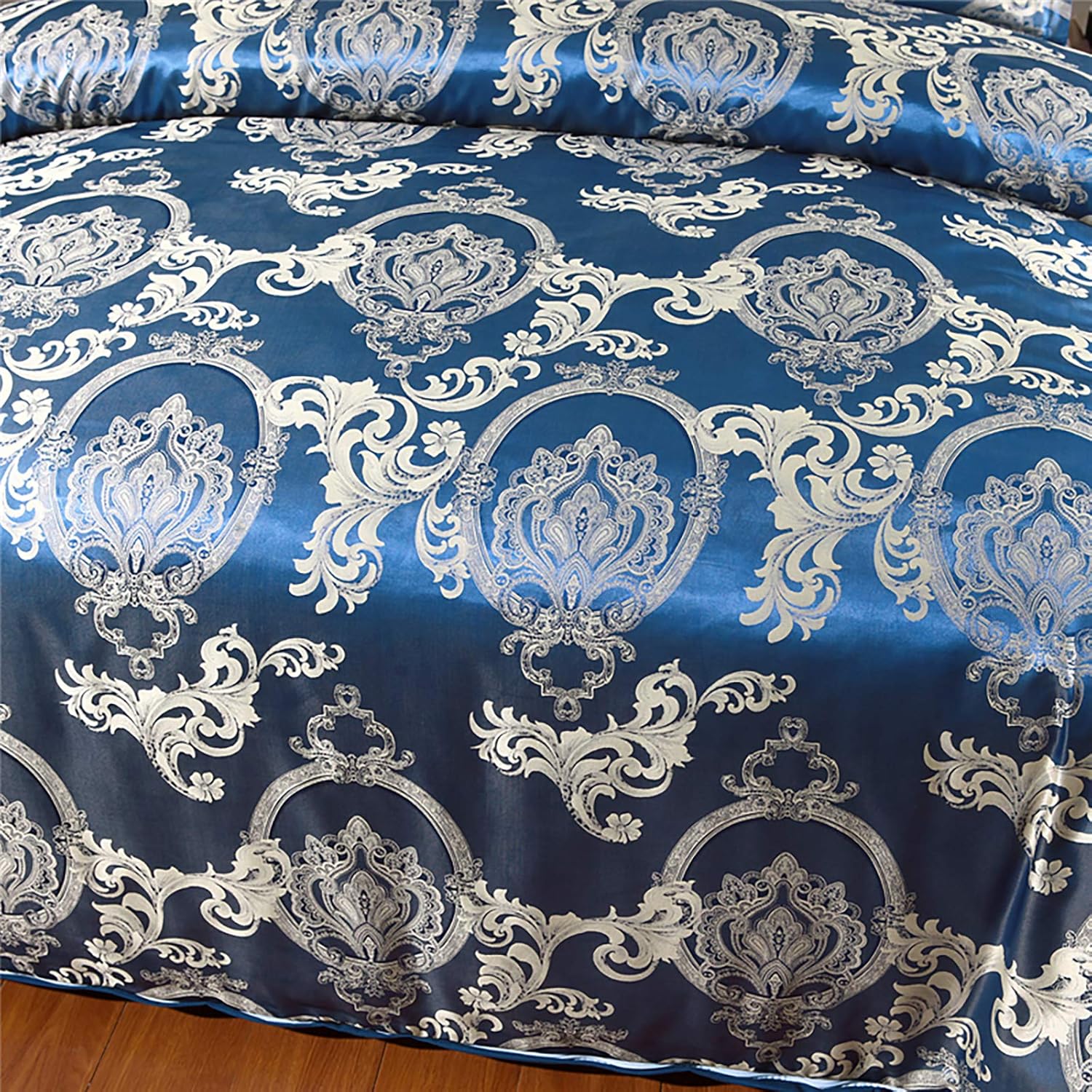 Dencalleus Juego de funda de edredón de satén jacquard de 3 piezas, reversible, de lujo, microfibra de doble cepillado, ultra suave, tamaño