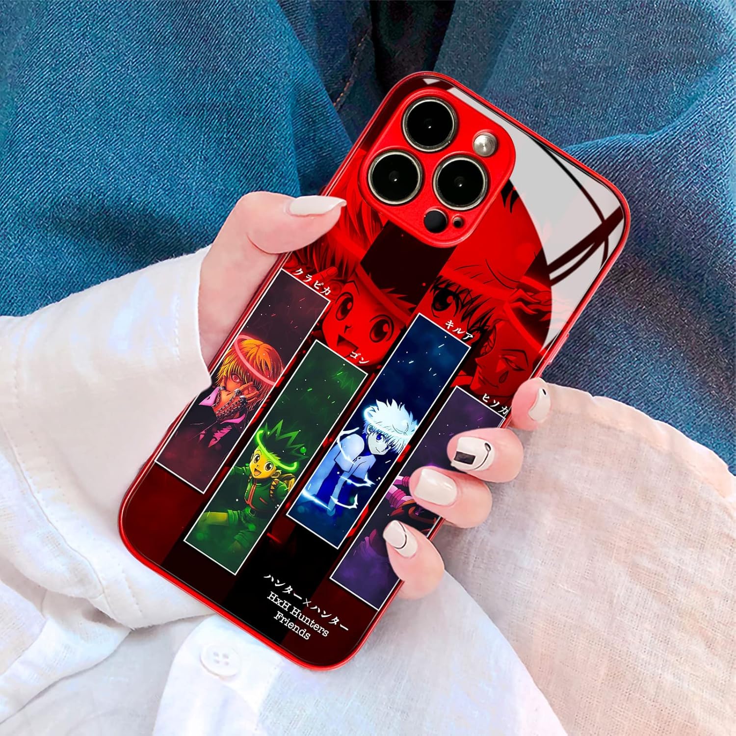 HxH Gon, Killua, Kurapika e Hisoka – Funda protectora a prueba de golpes con diseño de anime japonés para iPhone 13 Pro Max