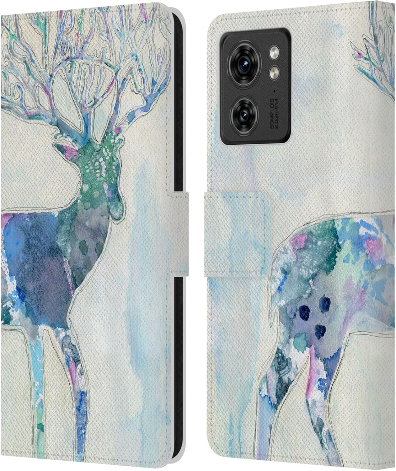 Head Case Designs Officially Licensed Wyanne Quiet Creative Animals 2 Leather Book Wallet Case Cover Compatible with Motorola Moto Edge 40