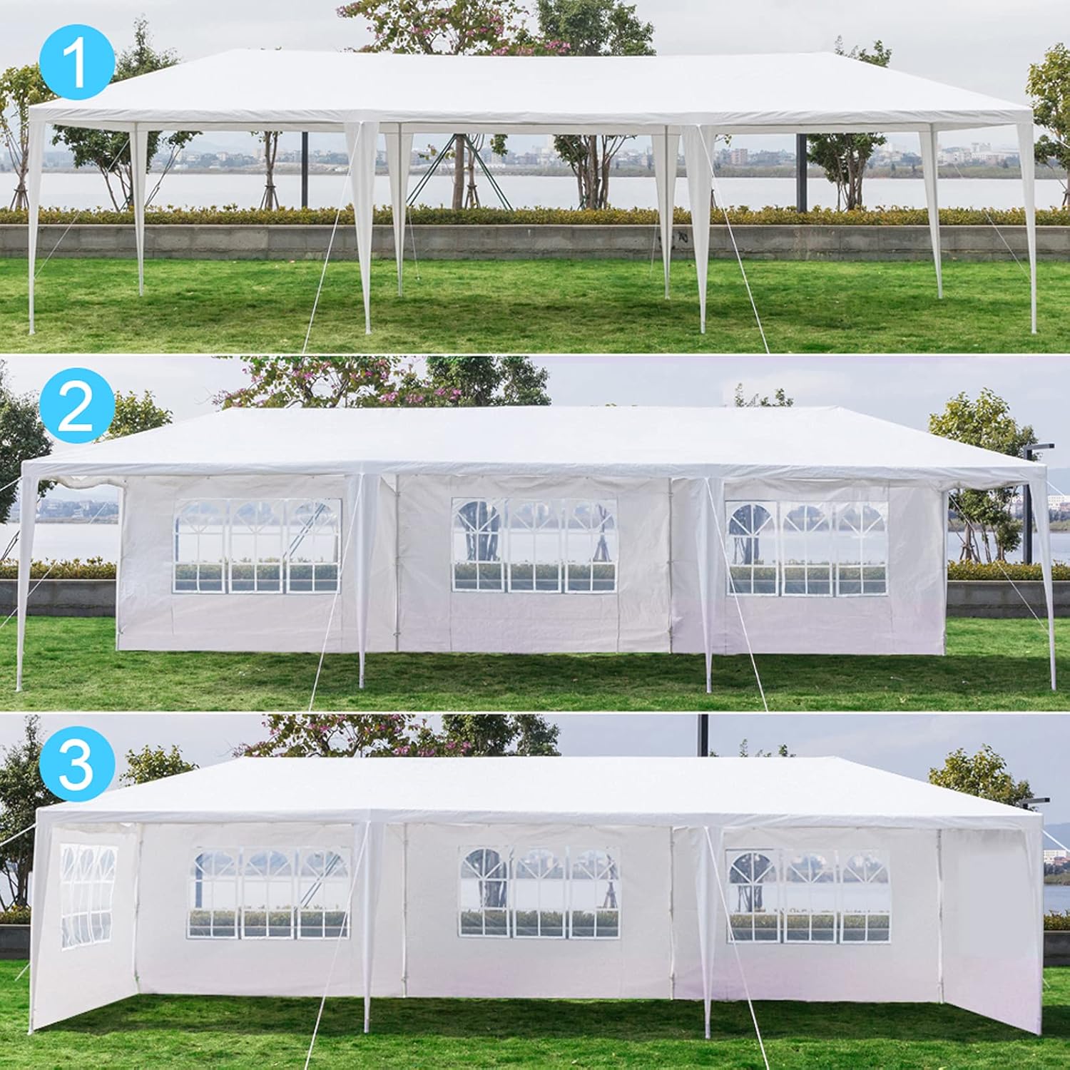 Tienda de campaña para exteriores, 10 x 30 pies, toldo para exteriores, tienda de campaña para fiestas, bodas, tienda de campaña impermeable,