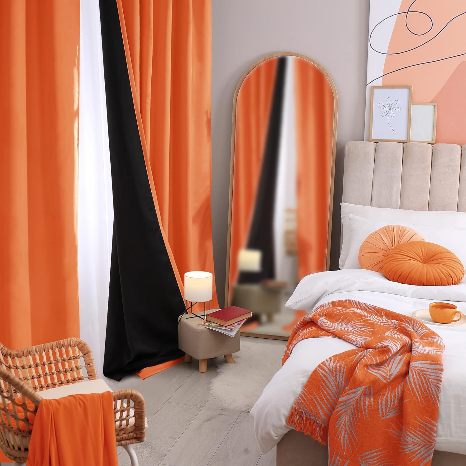 Deconovo Cortinas para sala de estar, opacas, con forro, aislamiento térmico y resistentes, insonorizadas, para interiores y exteriores, 42 pulgadas