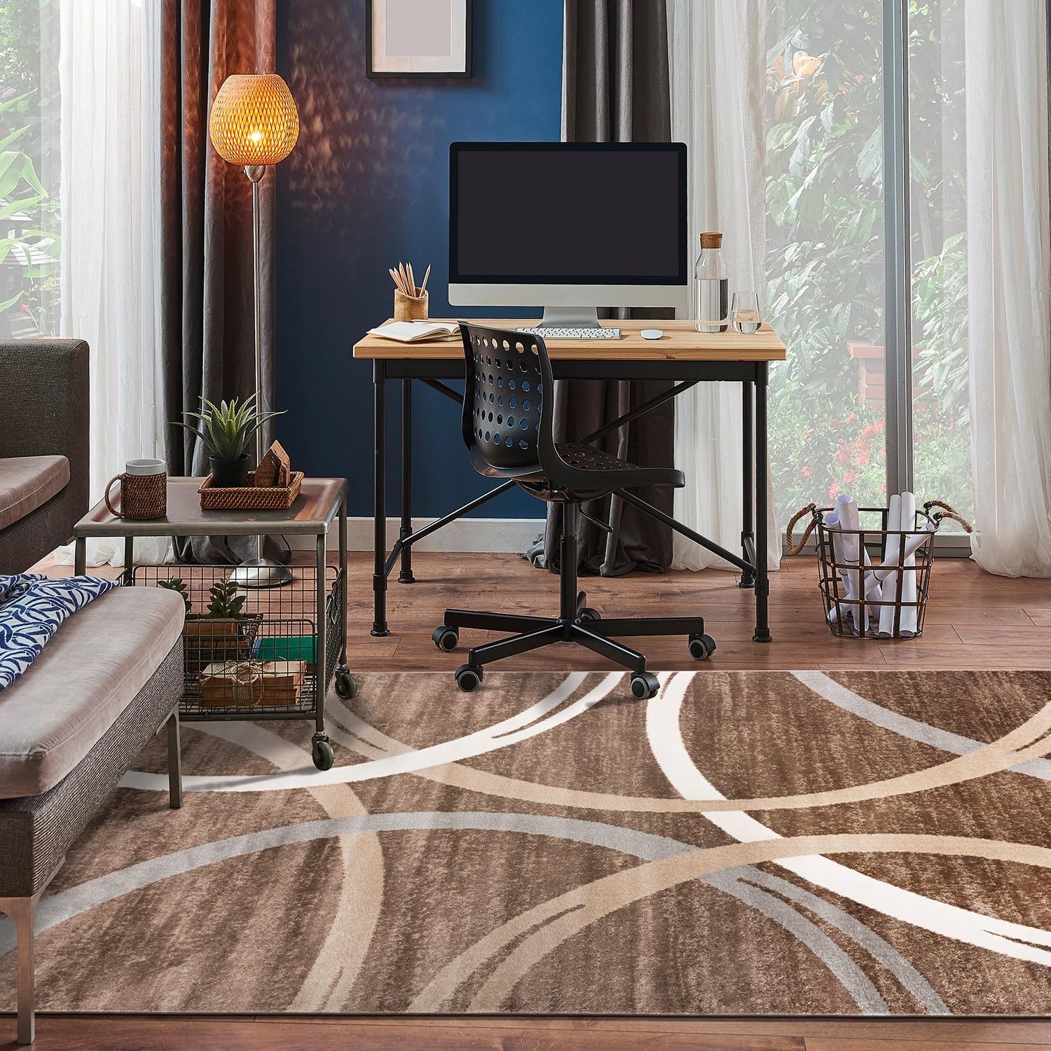 Rugshop – Alfombra moderna con diseño de círculos ondulados