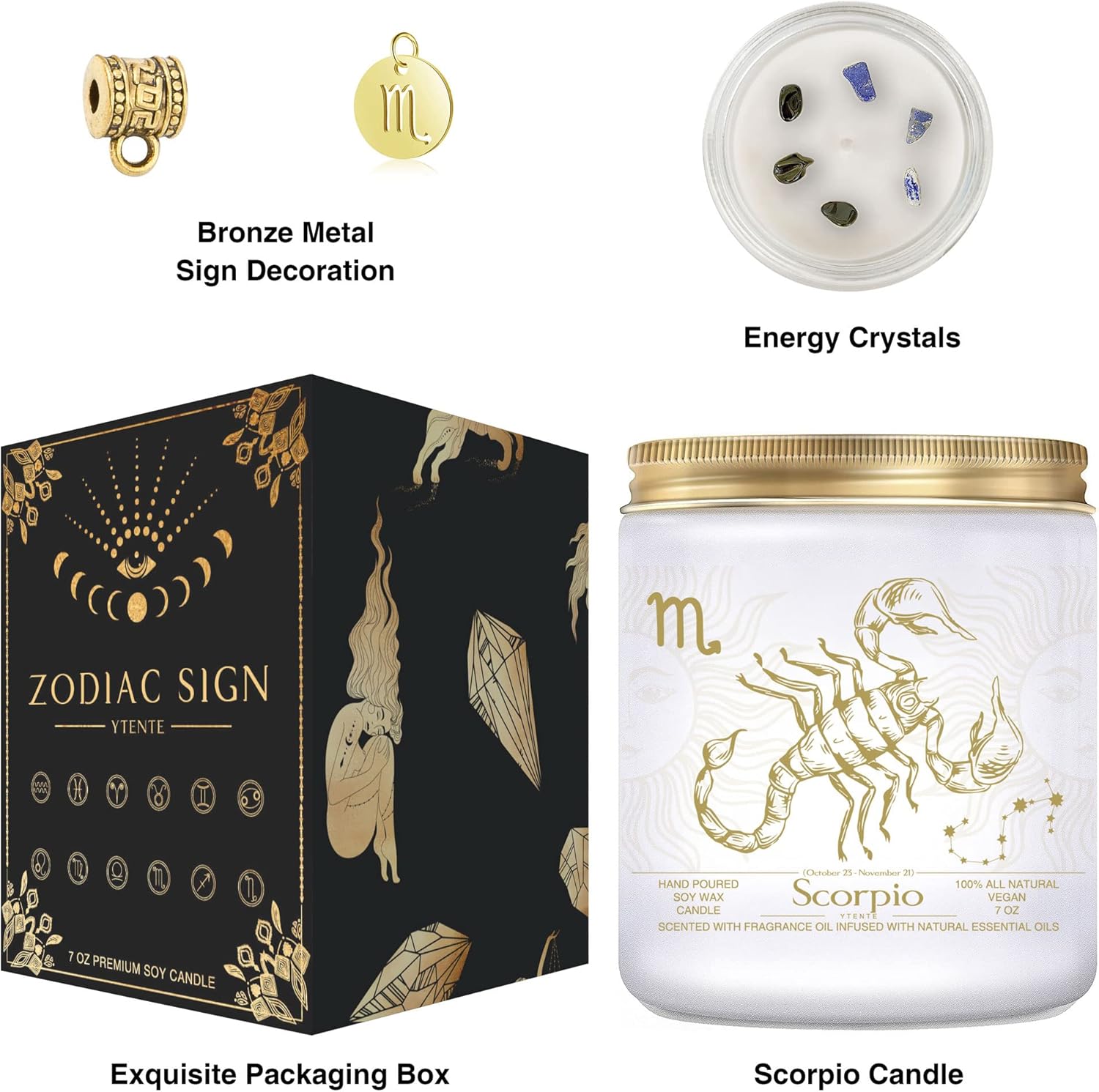 Regalo de velas con signo del zodiaco, velas de cristales del zodiaco, velas de astrología con aroma a lavanda, velas de soya para mejores amigos,