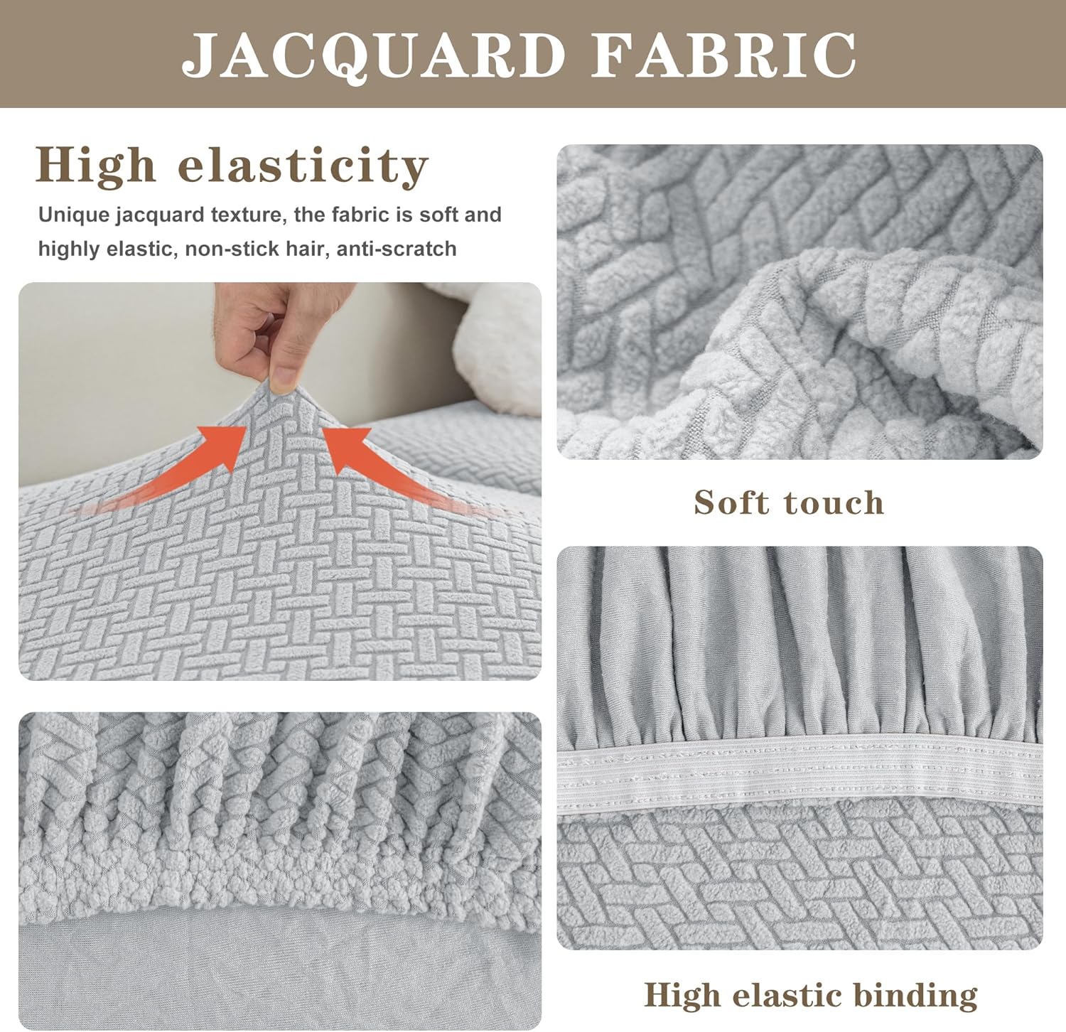 Jin Le Fundas de cojín elásticas individuales para sofá, fundas de cojín de asiento de sofá, fundas de sofá de tela jacquard con textura suave con