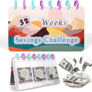 BABORUI Carpeta de desafíos de ahorro de dinero de 52 semanas, libro de desafíos de ahorro de dinero con sobres para ahorro de efectivo, carpeta de BABORUI Carpeta de desafíos de ahorro de dinero de 52 semanas, libro de desafíos de ahorro de dinero con sobres para ahorro de efectivo, carpeta de