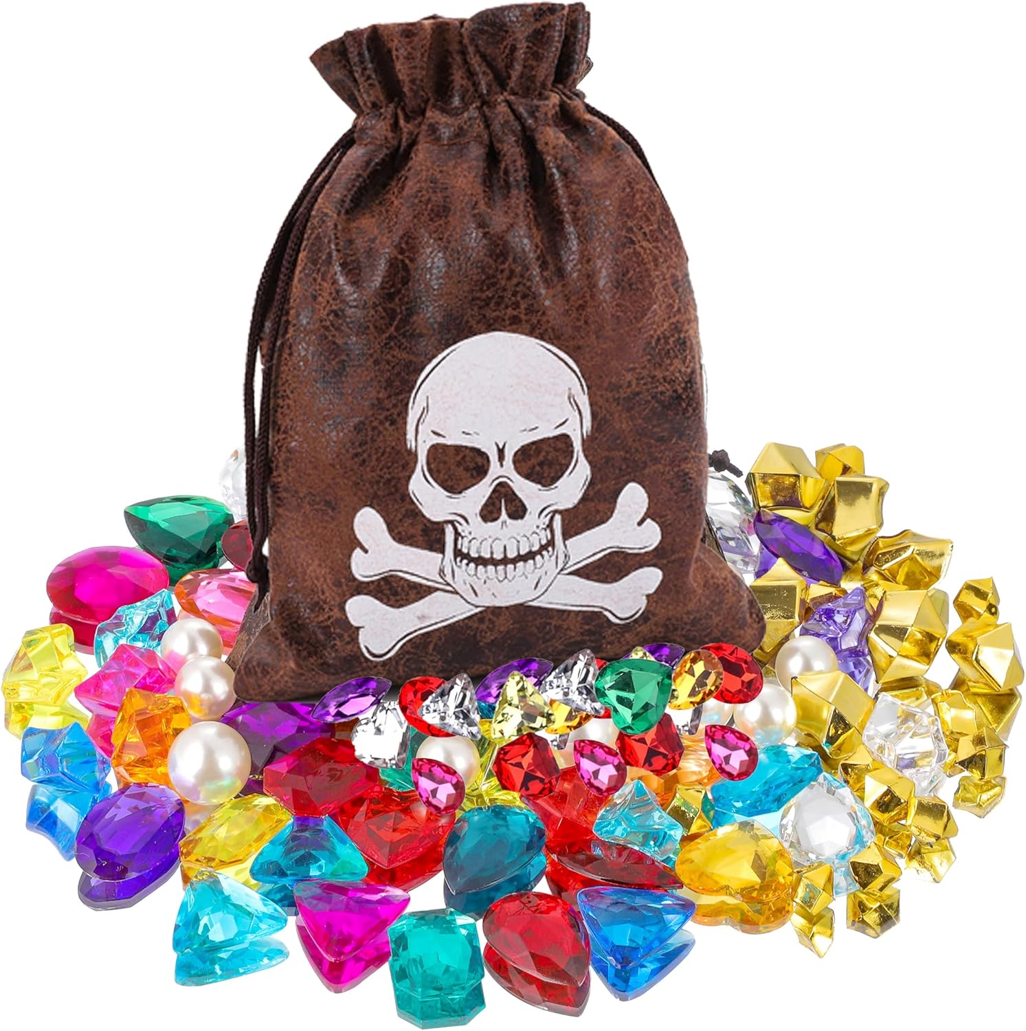 RICHNESS Bolsas de botín pirata con cordón de 4.5 x 6.5 pulgadas, piel de vaca sintética, bolsas de tesoro pirata para recuerdos de fiesta pirata,