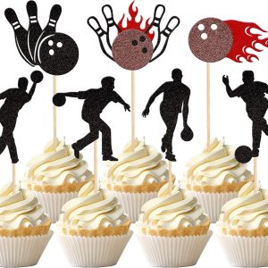 28 piezas de decoración de cupcakes con purpurina para jugadores de bolos para jugadores de bolos, bolos deportivos, decoración de pasteles para 28 piezas de decoración de cupcakes con purpurina para jugadores de bolos para jugadores de bolos, bolos deportivos, decoración de pasteles para