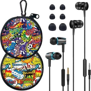 GOGOSINIS Juego de 2 auriculares con estuche para niños para la escuela, auriculares con cable con estuche y puntas de oreja de tamaño pequeño, GOGOSINIS Juego de 2 auriculares con estuche para niños para la escuela, auriculares con cable con estuche y puntas de oreja de tamaño pequeño,