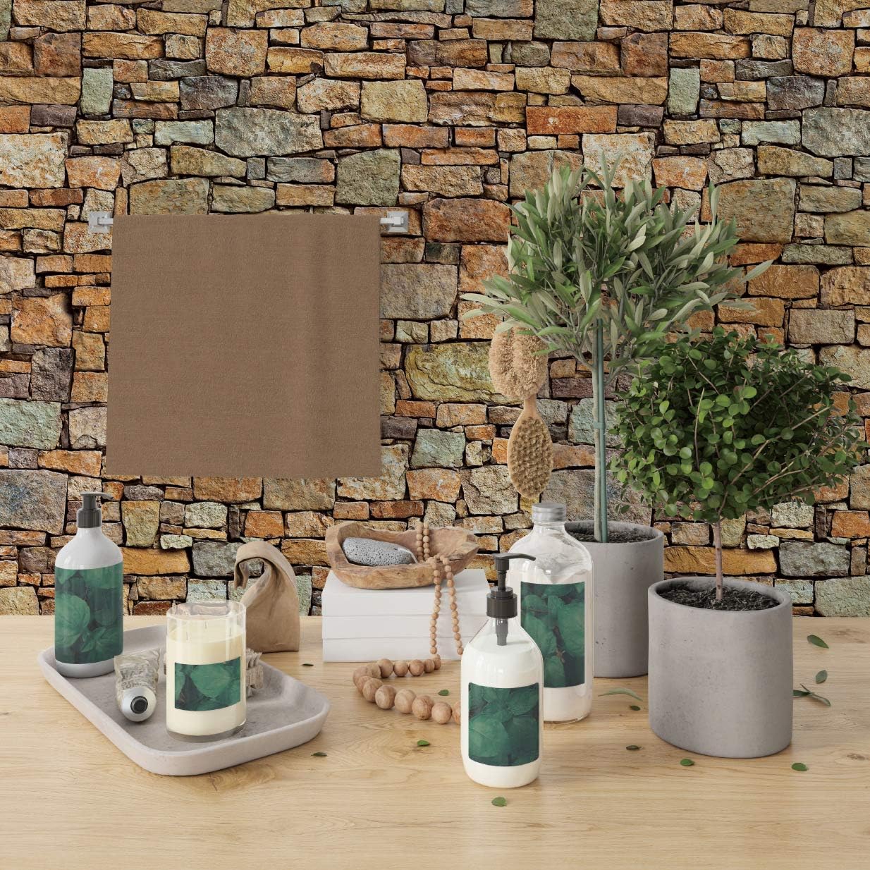 Papel tapiz de piedra autoadhesivo, extraíble, decoración del hogar para dormitorio, cocina, 15.75 pulgadas x 32 pies, piedra de escombros
