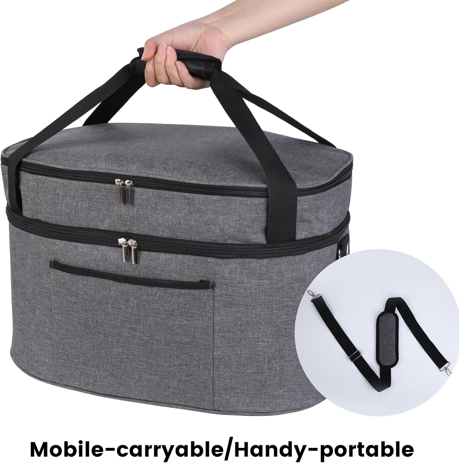 musbus Bolsa de olla de cocción lenta de 2 capas para Crock-Pot de 6 a 8 cuartos de galón, reunión de viaje al aire libre, fácil de transportar,