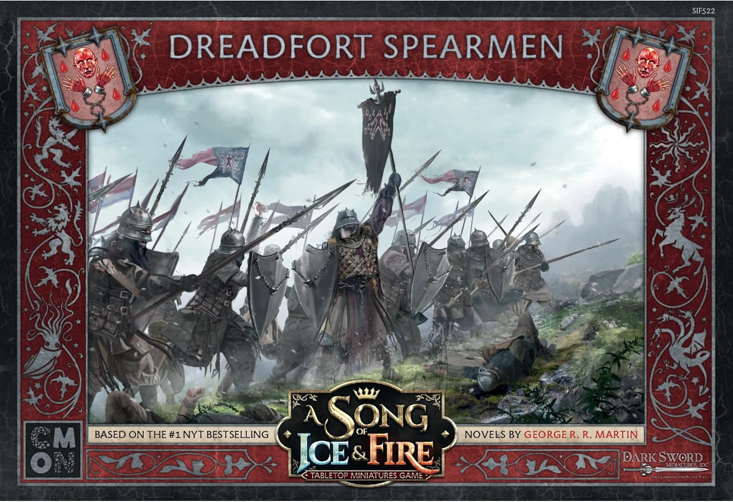 CMON Una canción de hielo y fuego juego de miniaturas de mesa Dreadfort Spearmen caja de unidad  Lealtad forjada en el norte frígido, juego de