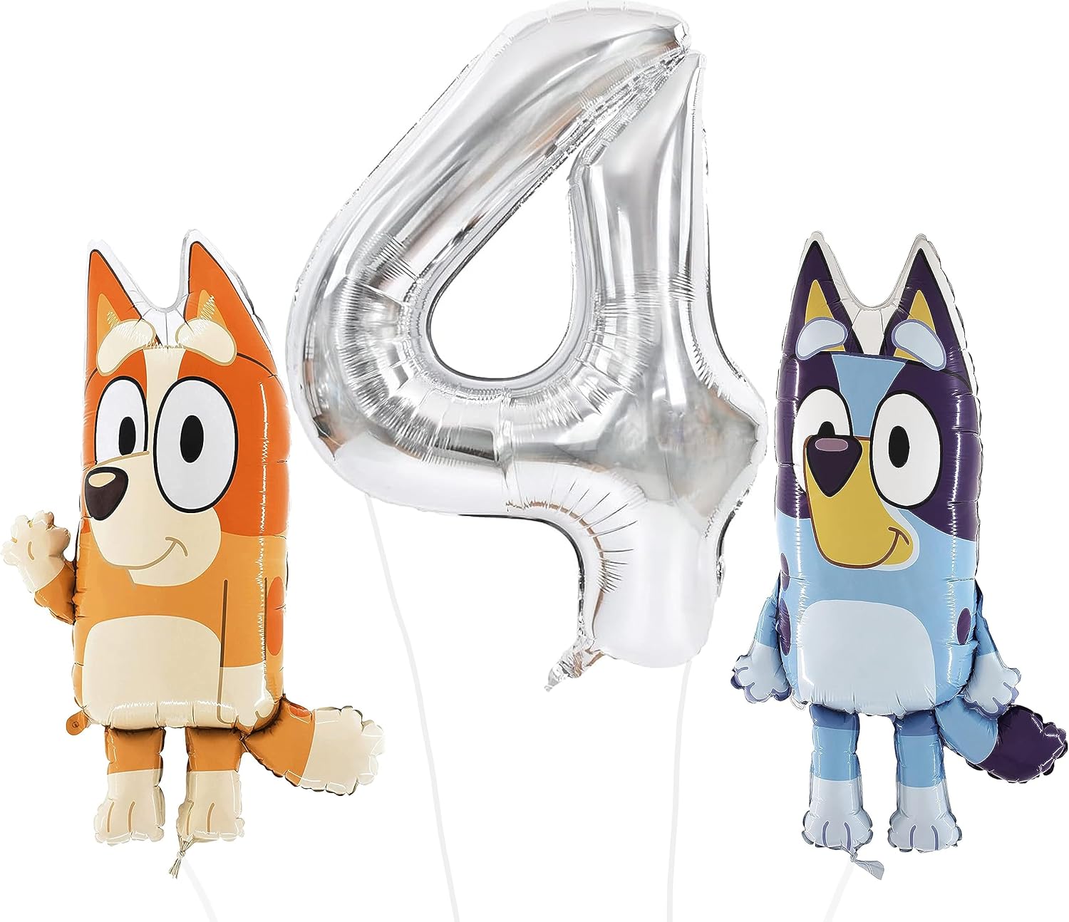 Toyland Bluey & Bingo – Paquete de cumpleaños de globos de aluminio  2 globos de personajes de 32 pulgadas y 1 globo de números de 40 pulgadas