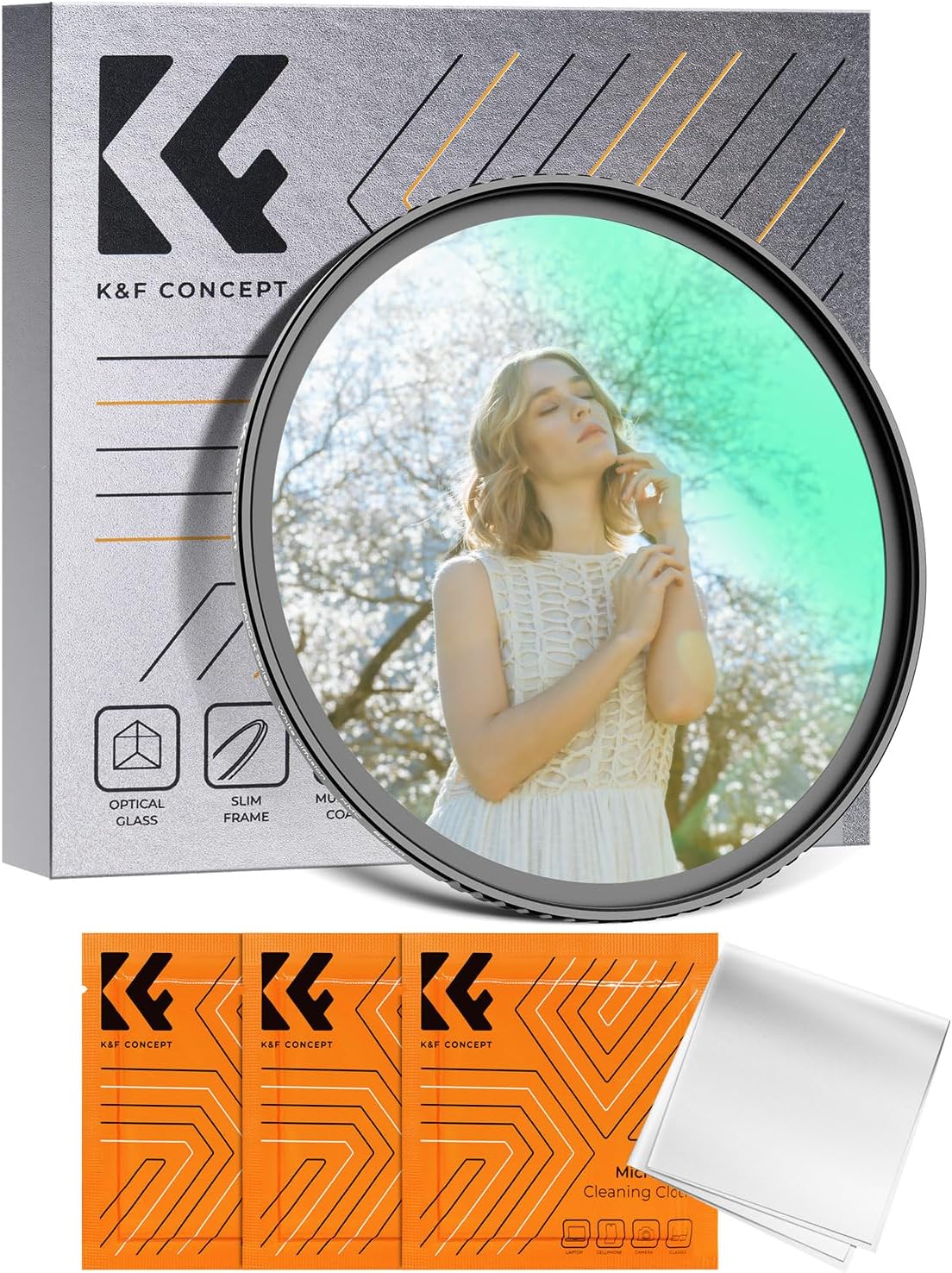 K&F Concept Filtro de niebla blanca de 14 de 2.165 in, 18 recubrimientos multicapa, filtro de difusión blanco suave de ensueño con paños de limpieza