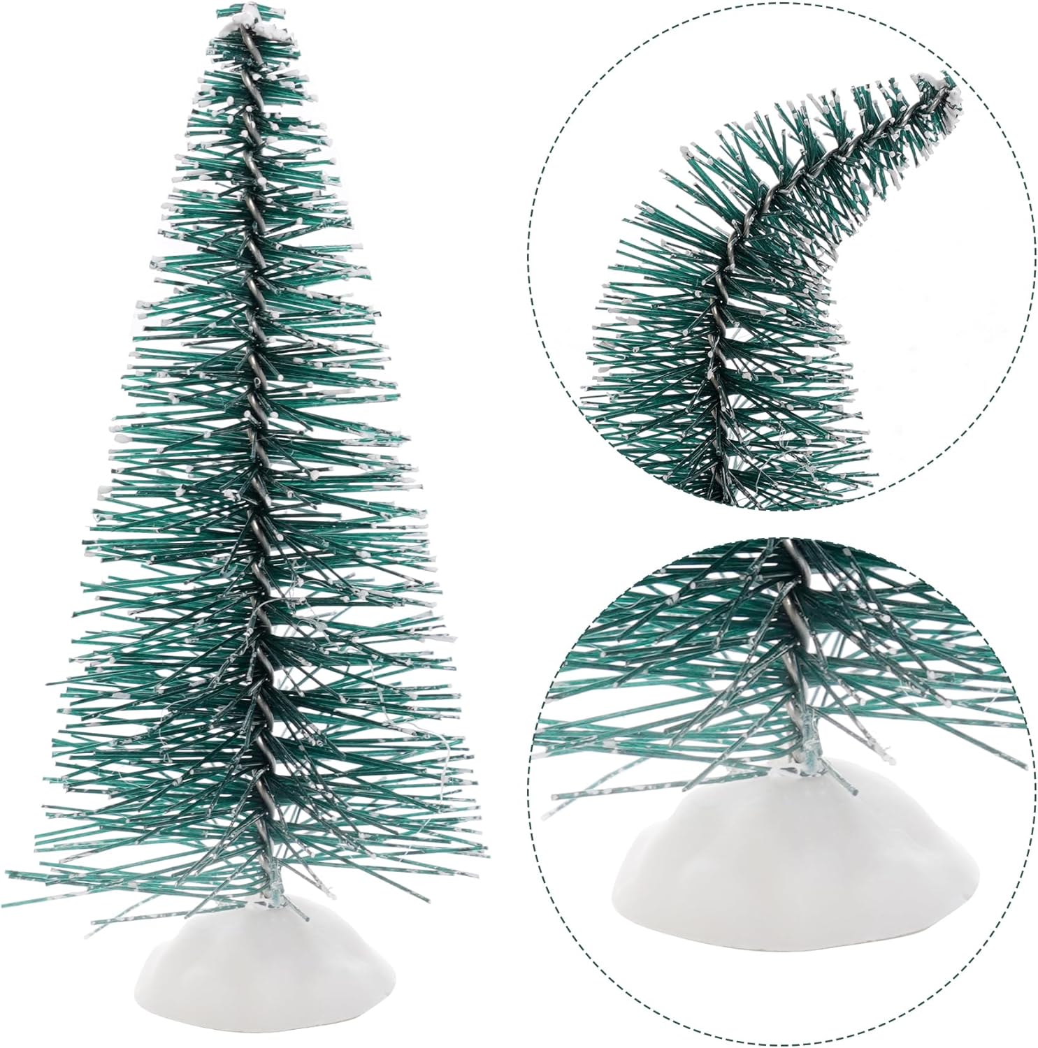 40 piezas de mini árboles de Navidad, cepillo, árboles de sisal, mini pinos con base de madera, cepillo para botella, árboles de Navidad y figuras