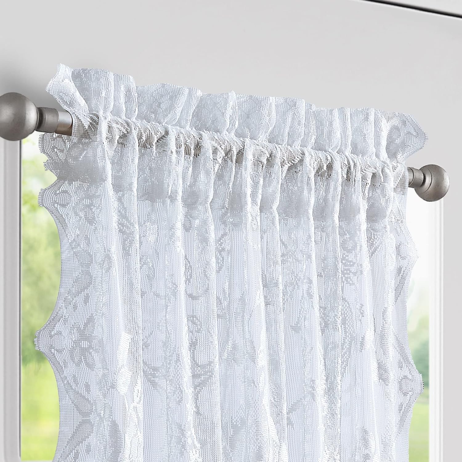Cortinas de encaje blanco de 52 x 72 pulgadas para puerta francesa. Cortinas de encaje para puerta de privacidad, filtro de luz y decoración del
