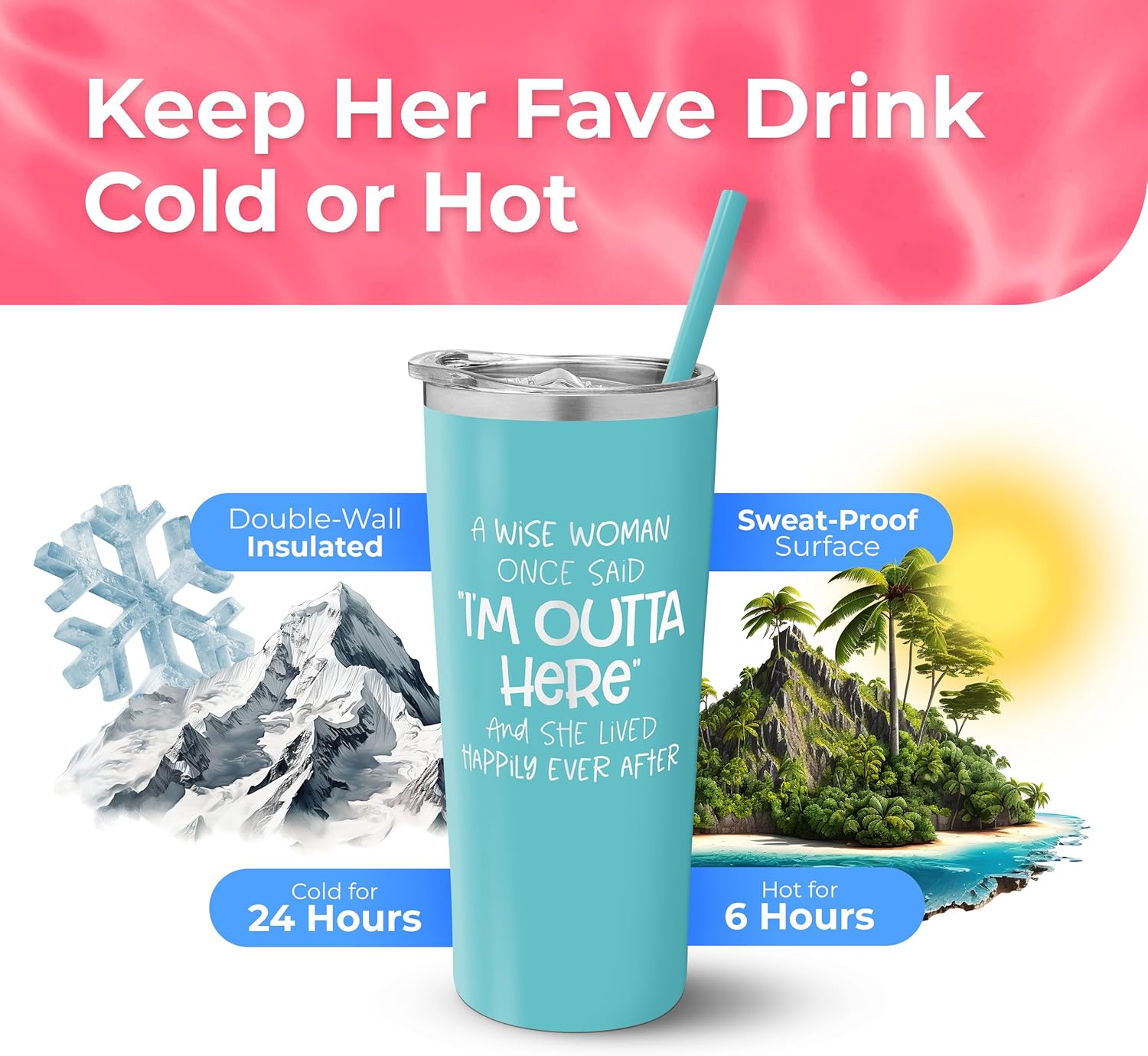 Wise Woman – Vaso aislado de acero inoxidable con tapa y pajilla, divertida taza de viaje para fiestas de jubilación, taza de café para profesores,