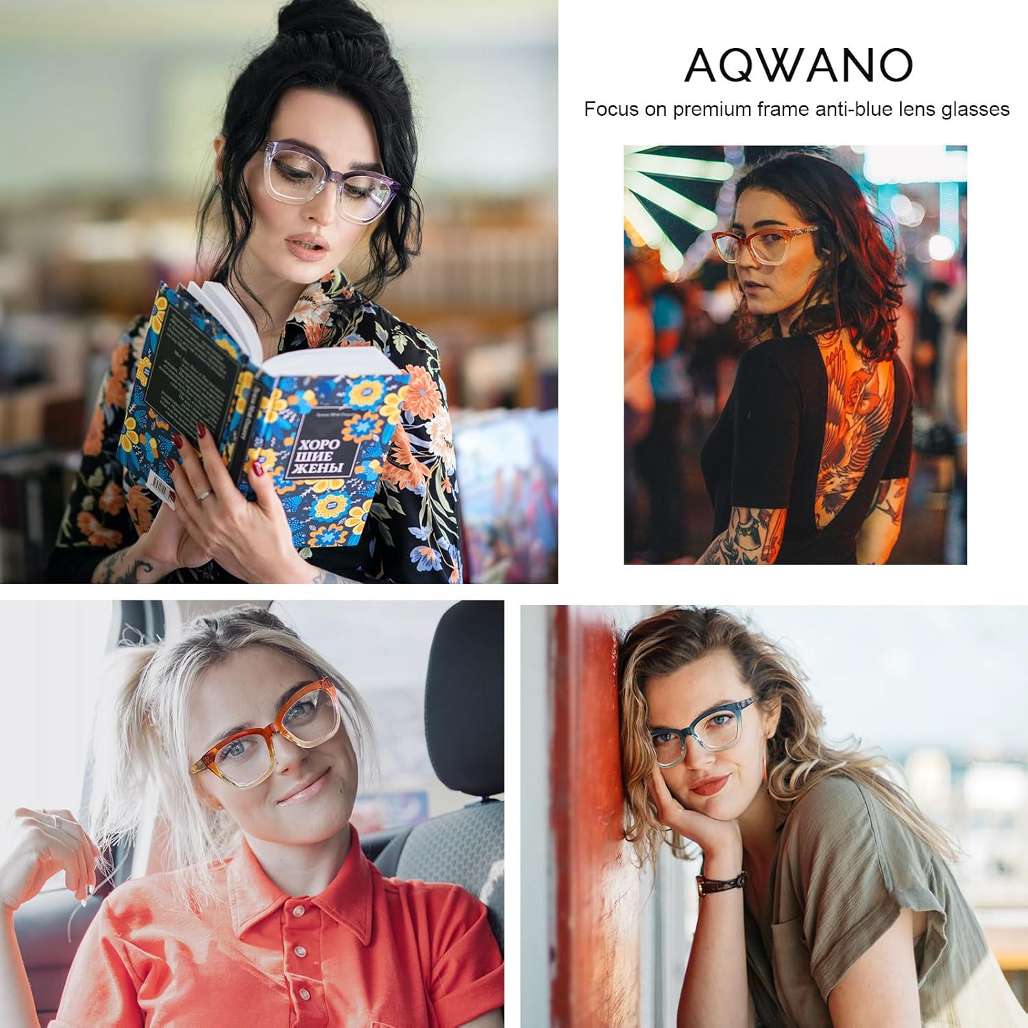 Elegantes lentes de lectura para mujer, bloqueo de luz azullectura anti UV, lectores de ojo de gato de gran tamaño con bisagra de resorte, azul 0.0