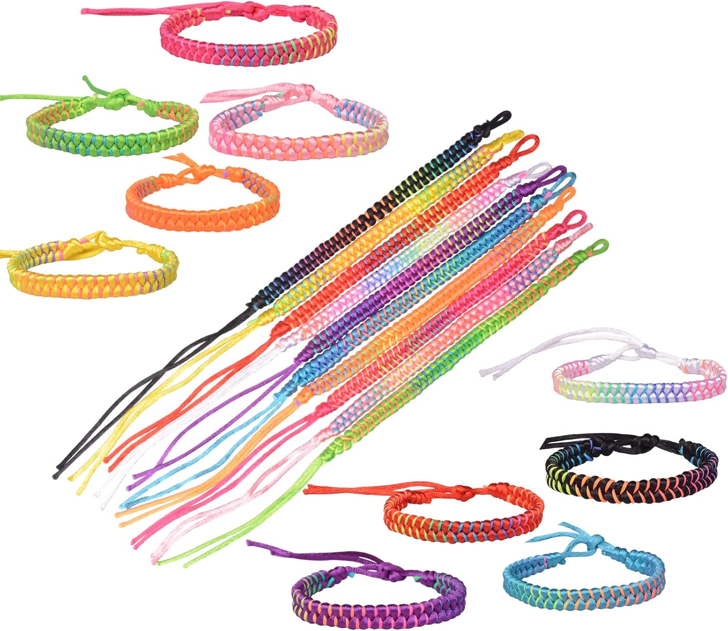 WAONIQ Pulseras de la amistad, pulseras de la amistad, joyas de cuerda tejida coloridas, pulseras de tobillo tejidas de verano, pulsera colorida
