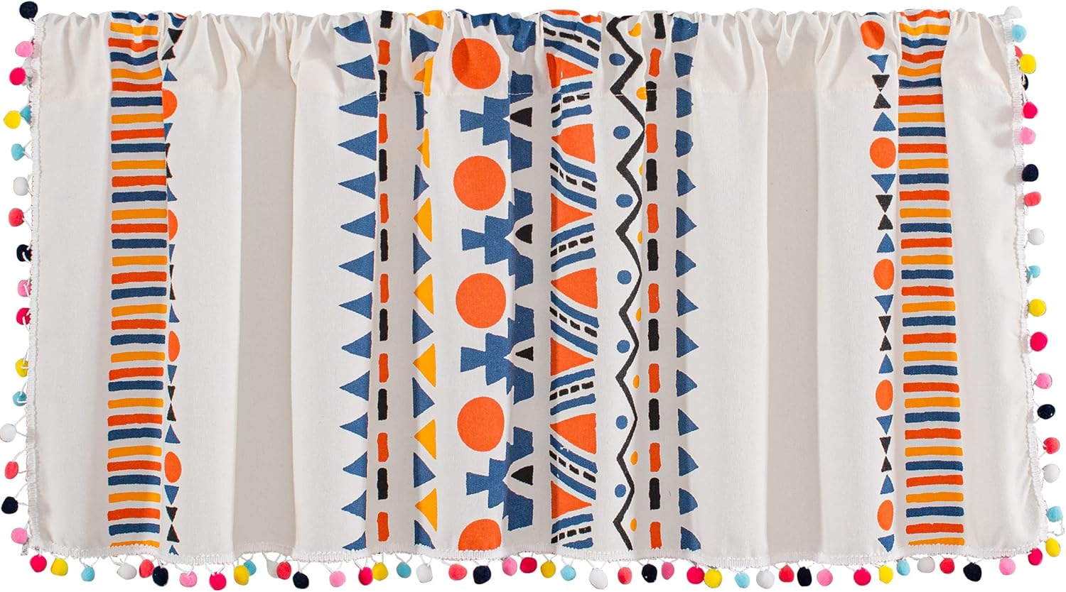 Cortinas de lino con borlas bohemias para ventana, semiopacas, panel geométrico bohemio para sala de estar, cocina, cafetería, comedor, cenefas
