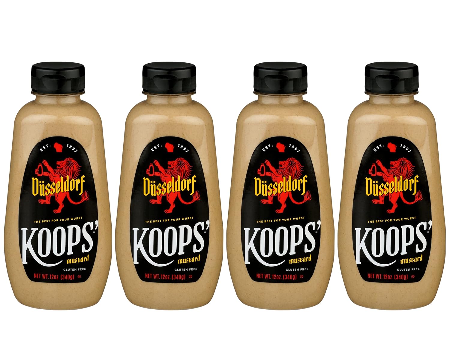 Koops’ Mostaza Dusseldorf – Mostaza Bratwurst de estilo alemán, sin gluten, kosher, fabricada en Estados Unidos, a partir de semillas de mostaza de