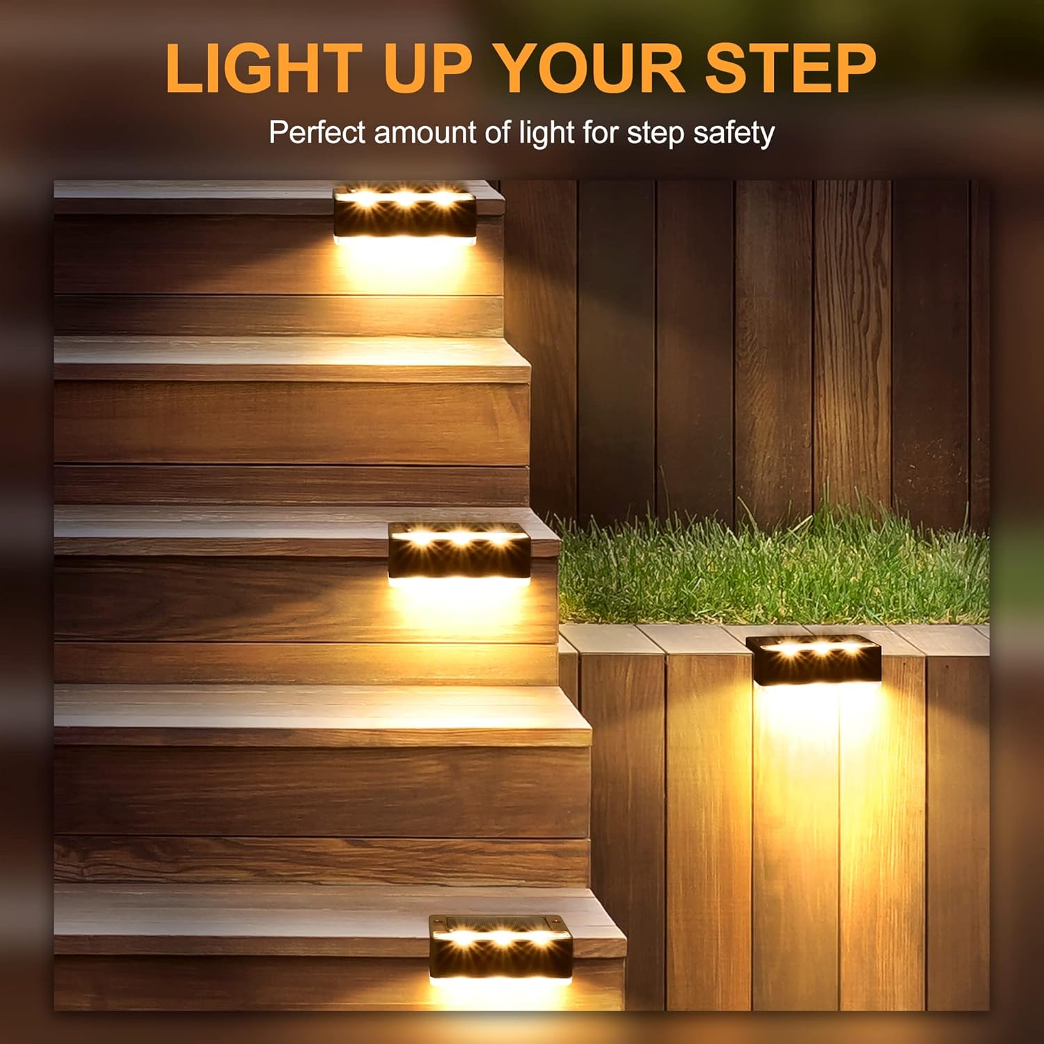SOLPEX Paquete de 4 luces solares para terraza, luces solares para exteriores, IP65, impermeables, alimentadas por energía solar, luces LED para