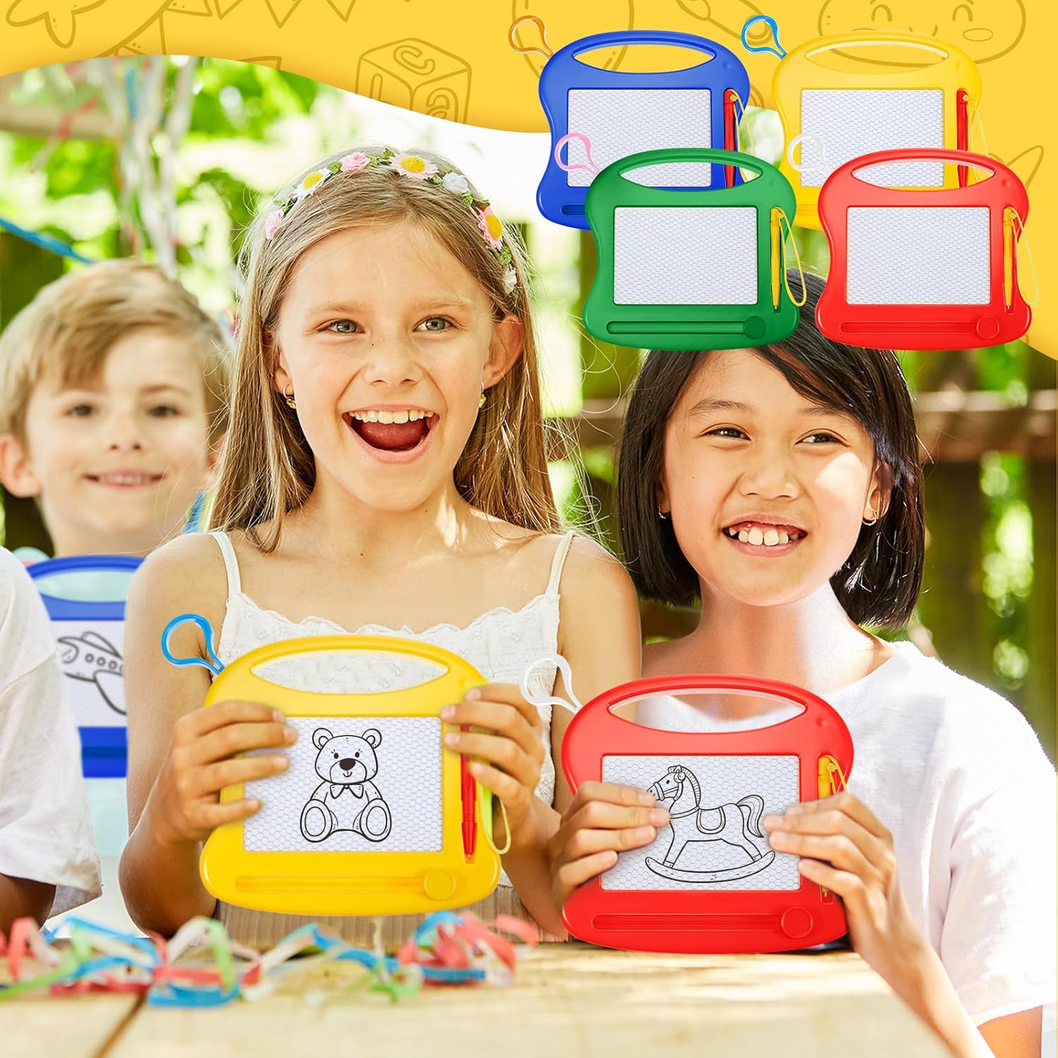Mini tablero magnético de dibujo de 24 piezas para niños, juego de tablero de garabatos pequeño borrable, portátil, tamaño de viaje, almohadilla de
