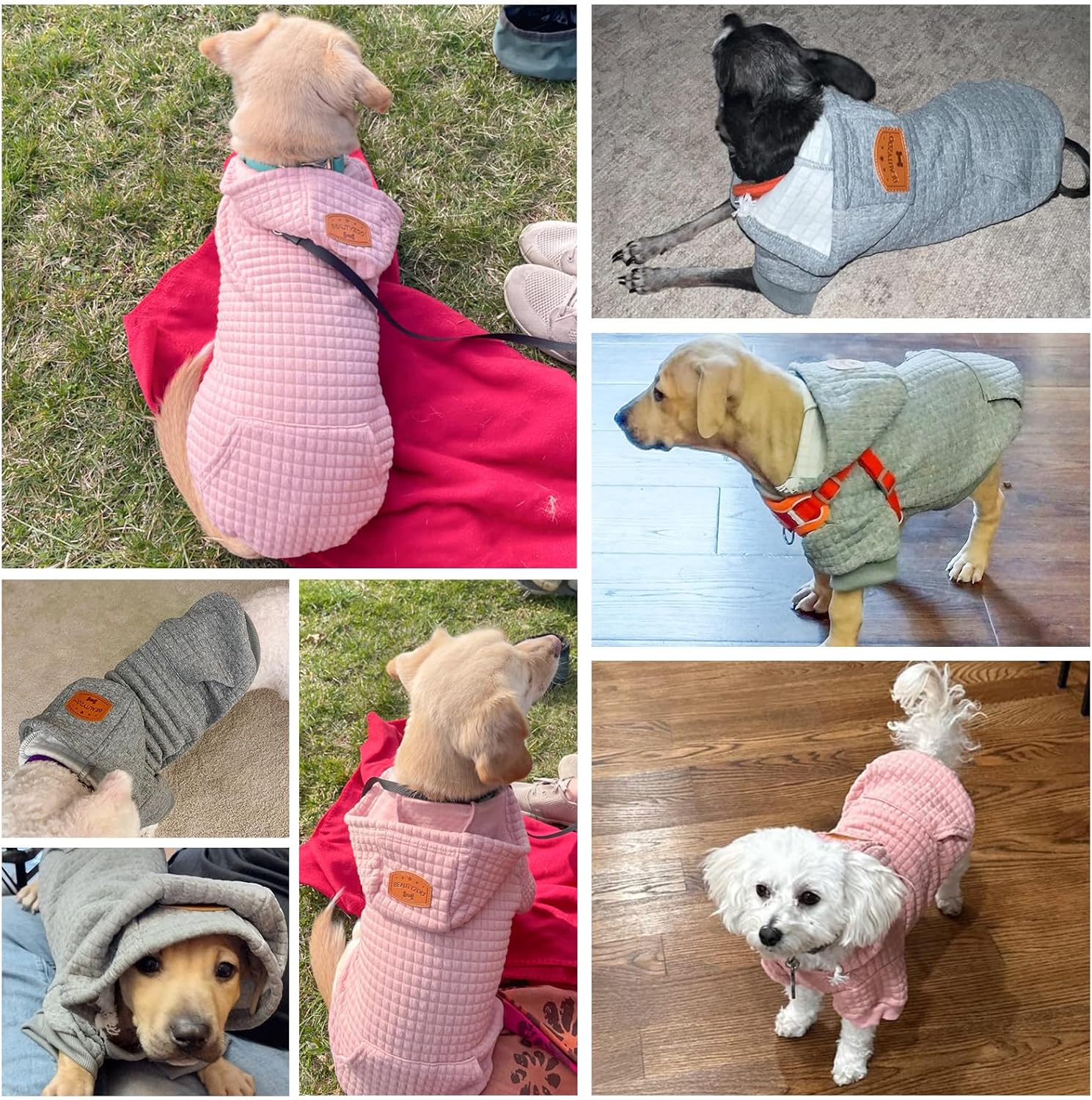 BEAUTYZOO Suéter con capucha para perros pequeños y medianos con bolsillos, ropa para perros pequeños y medianos, abrigos de algodón laminado para