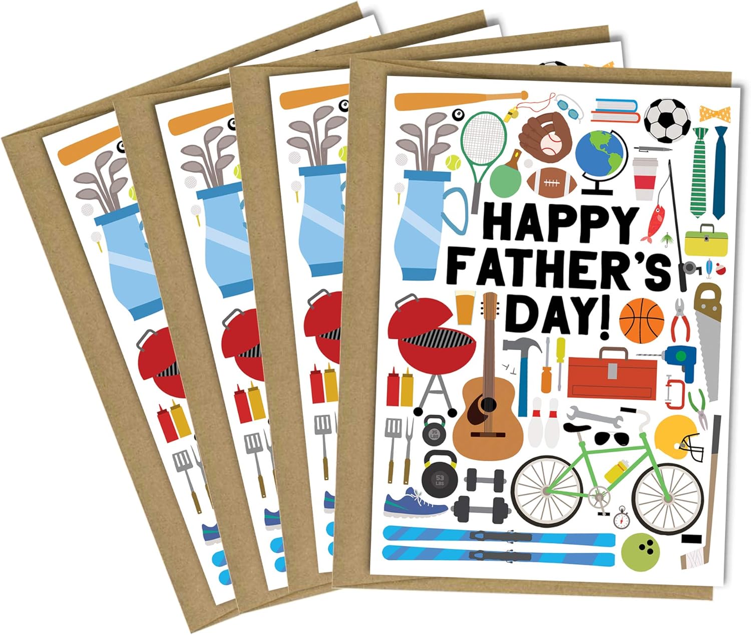Tiny Expressions – Tarjetas del día del padre para papás, abuelos, tíos y amigos con sobres  Paquete de 4  A todo color interior y exterior (4
