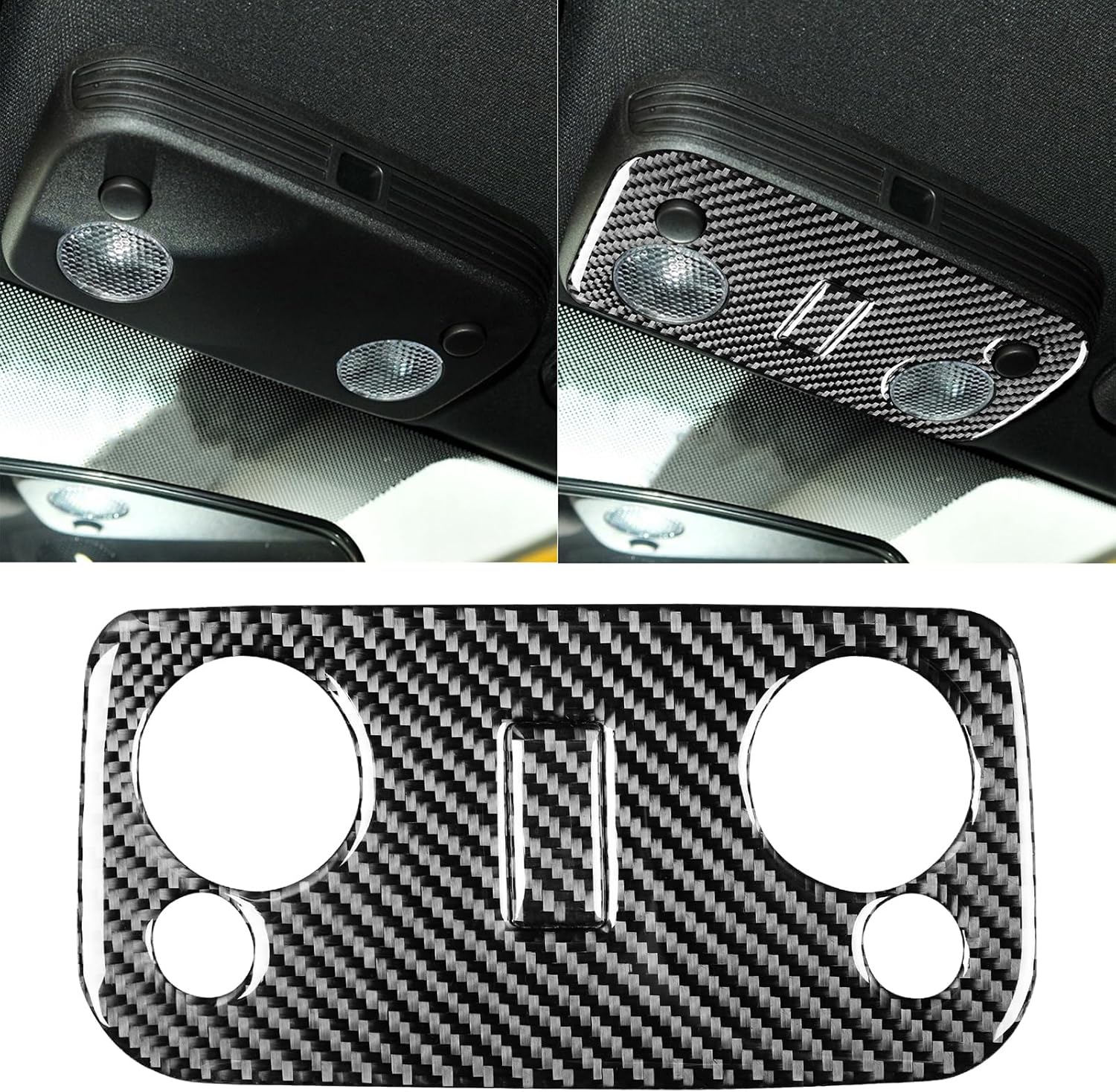 Real Premium – Adhesivos de fibra de carbono para panel de luz de lectura de automóvil, ajuste interior, compatible con Ford Mustang GT Shelby 2005