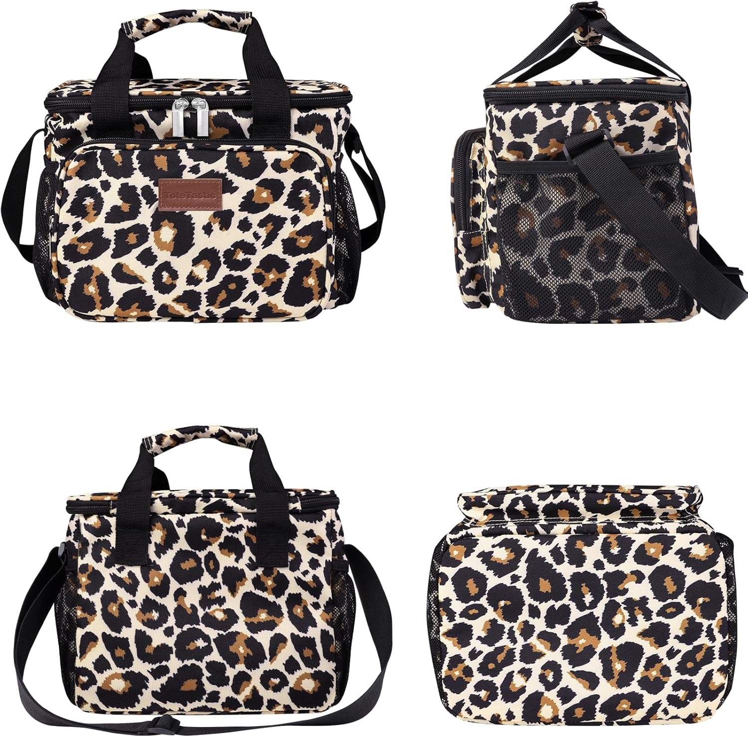 Lonchera reutilizable aislada para mujereshombres, bolsa de almuerzo a prueba de fugas con correa ajustable para el hombro, bolsillo frontal con