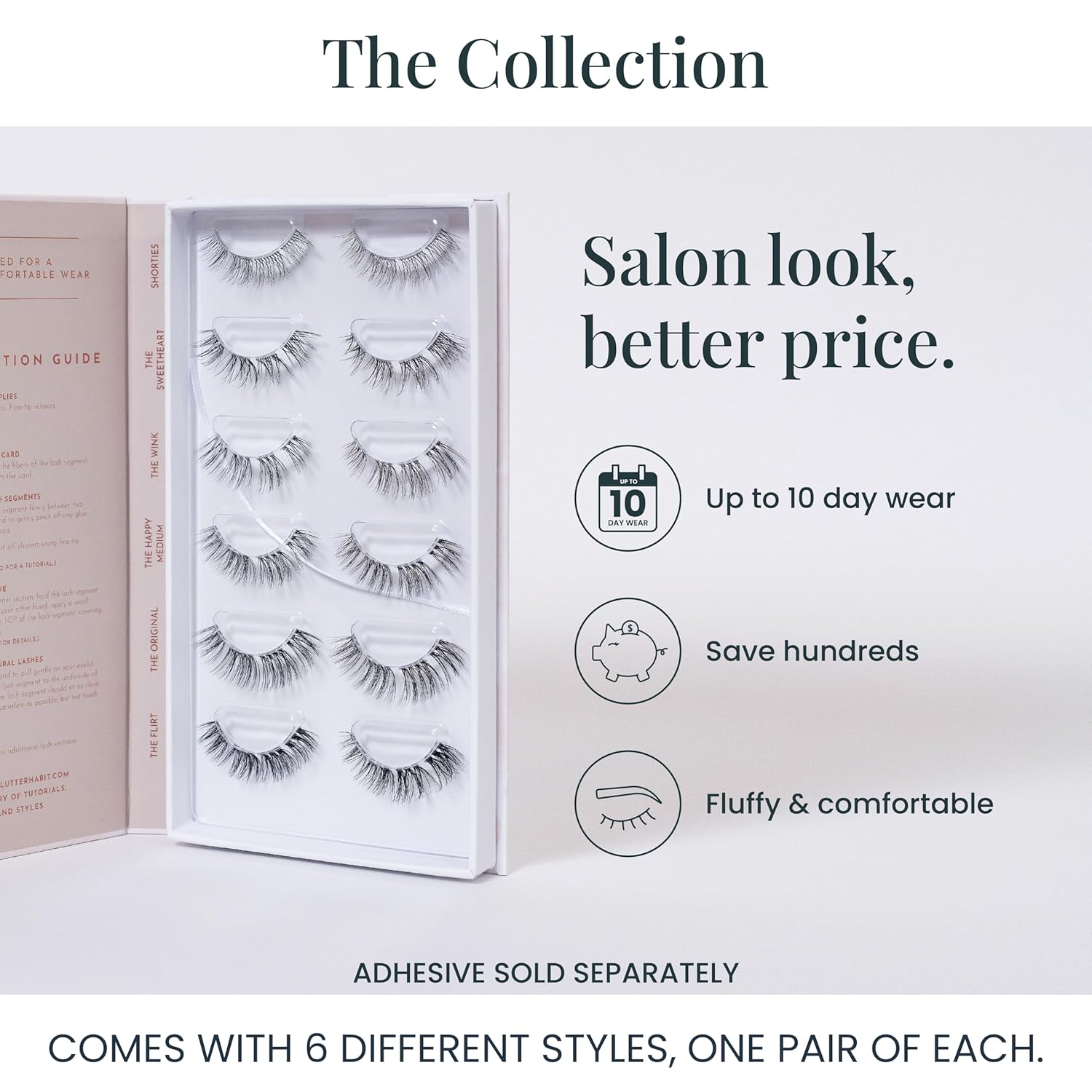 FlutterHabit Caja de colección clásica, extensiones de pestañas, kit de racimos de pestañas, hasta 10 días de uso, pestañas naturales y clásicas,