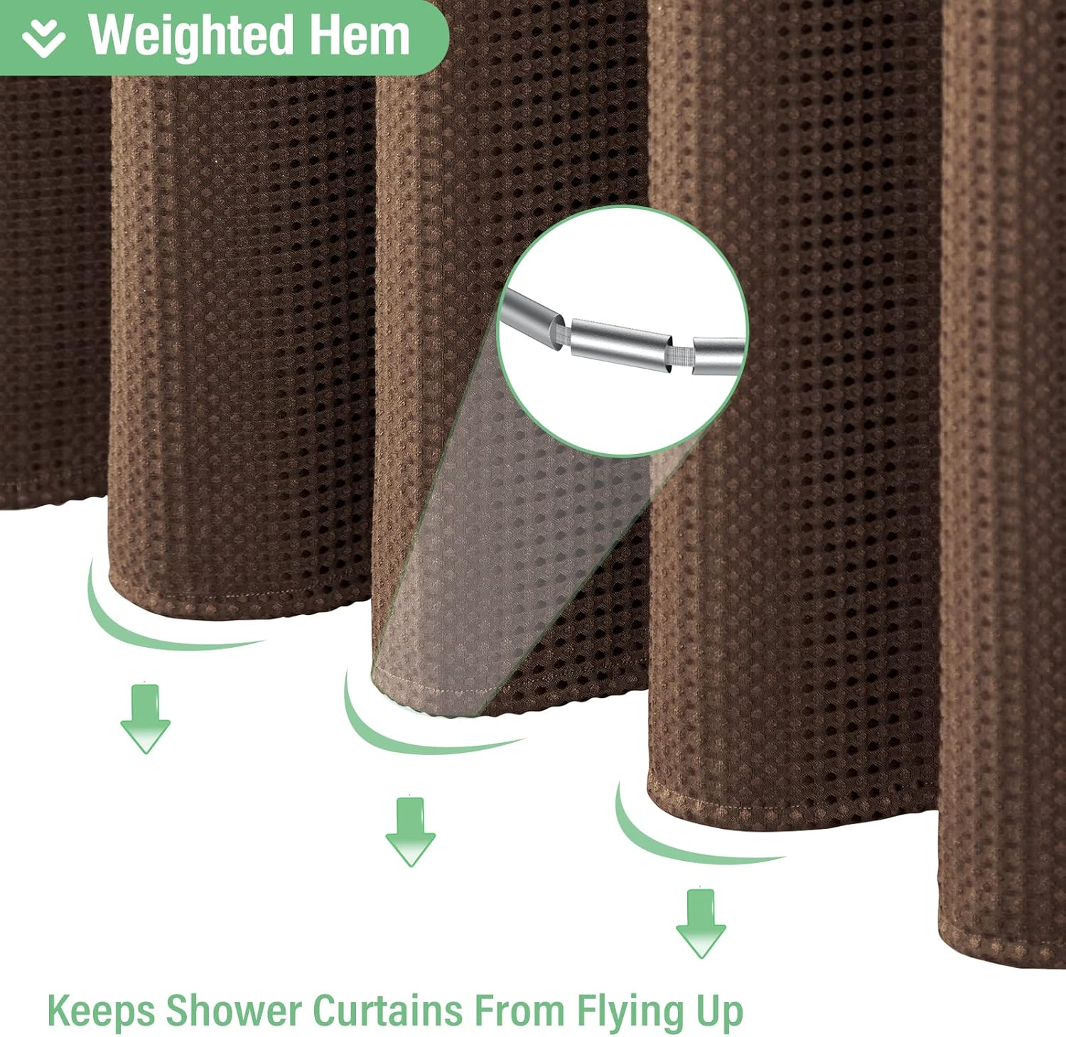 Dynamene Cortina de ducha de tela larga  78 pulgadas de largo, tejido gofre, cortinas de ducha de tela ponderada para baño, juego de cortina de baño